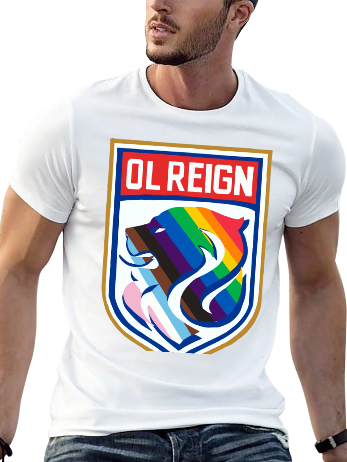 OL Reign Pride T-Shirt - LGBTQ+ Bear Graphic