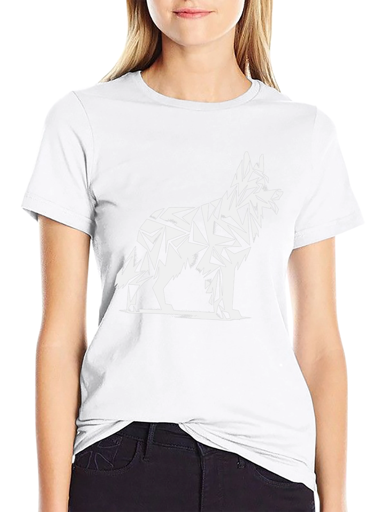 Geometric Dog Graphic Tee - Modern Style