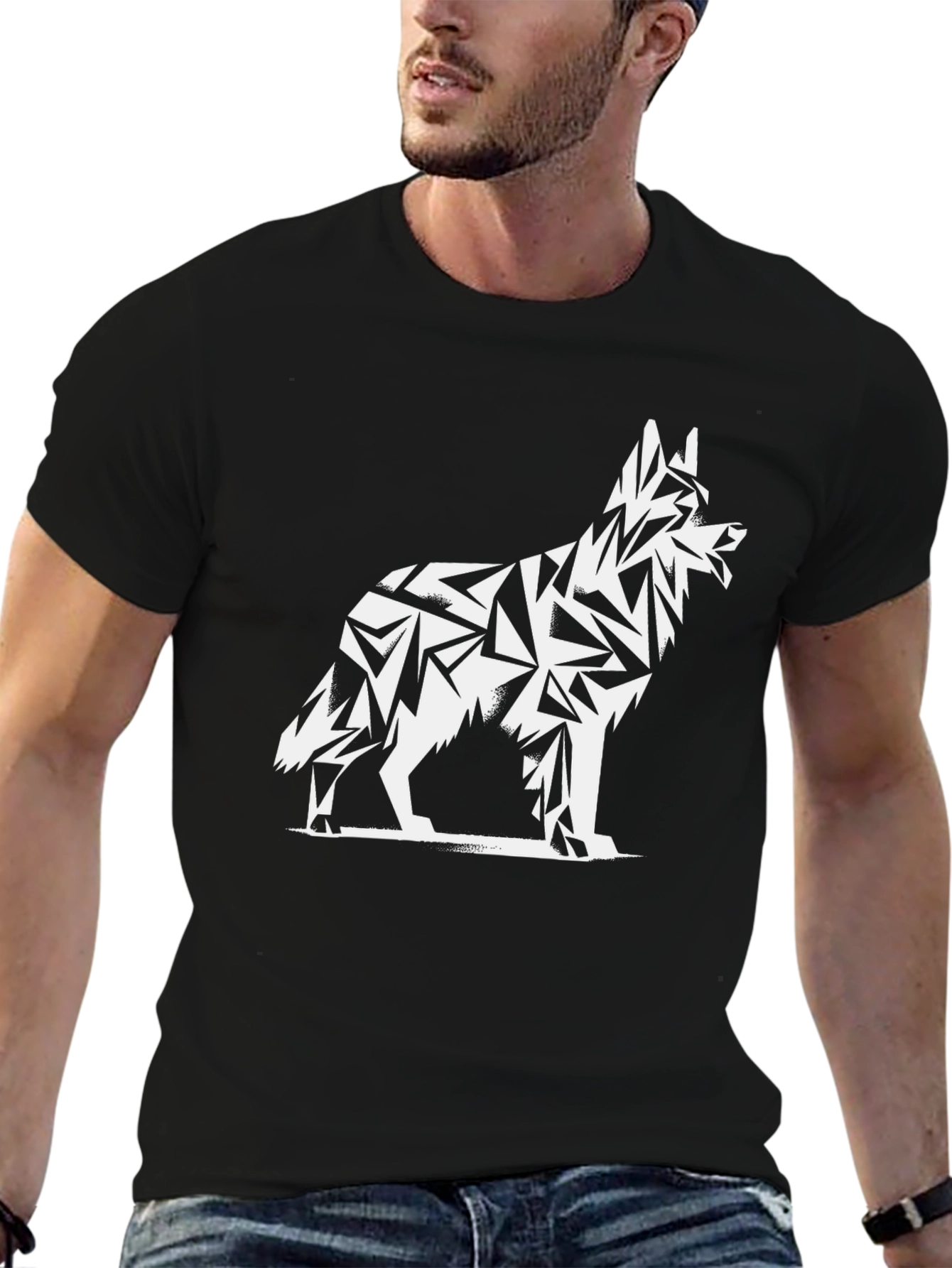 Geometric Dog Graphic Tee - Modern Style