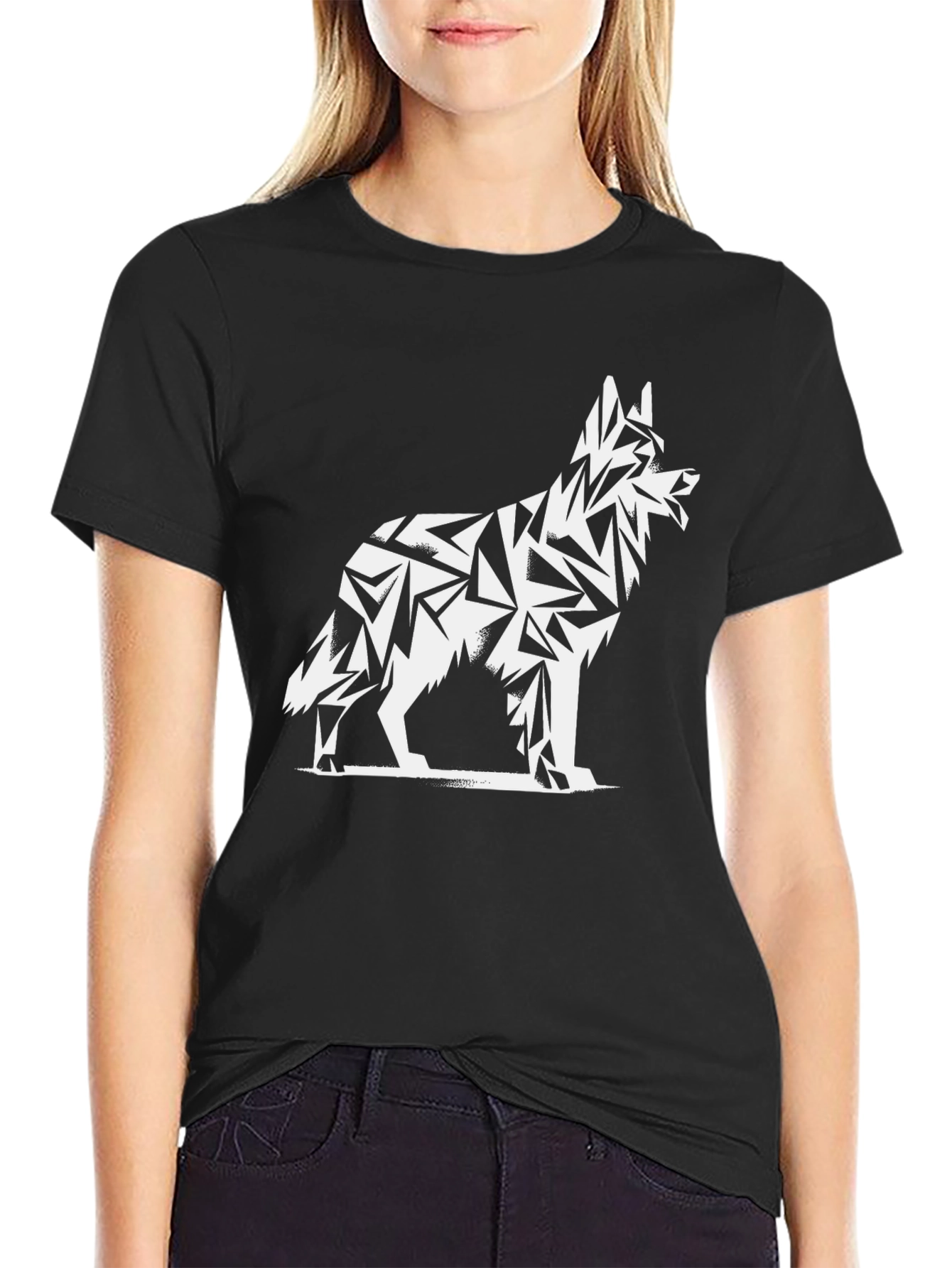 Geometric Dog Graphic Tee - Modern Style