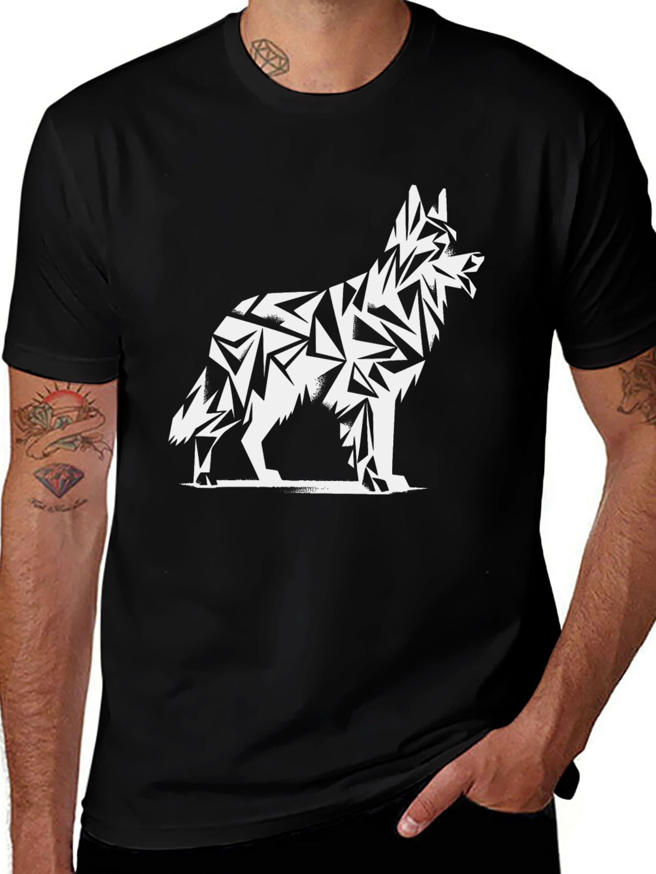 Geometric Dog Graphic Tee - Modern Style