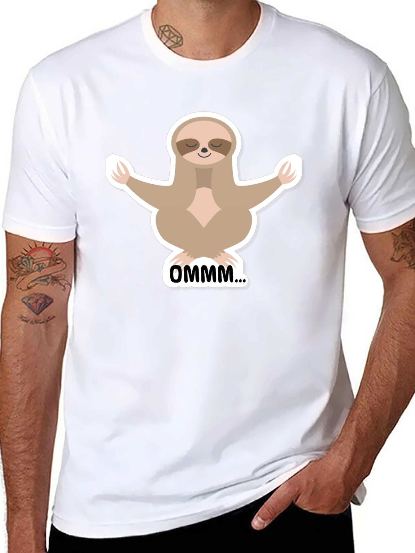 Meditating Sloth Graphic T-Shirt - Relaxed Fit