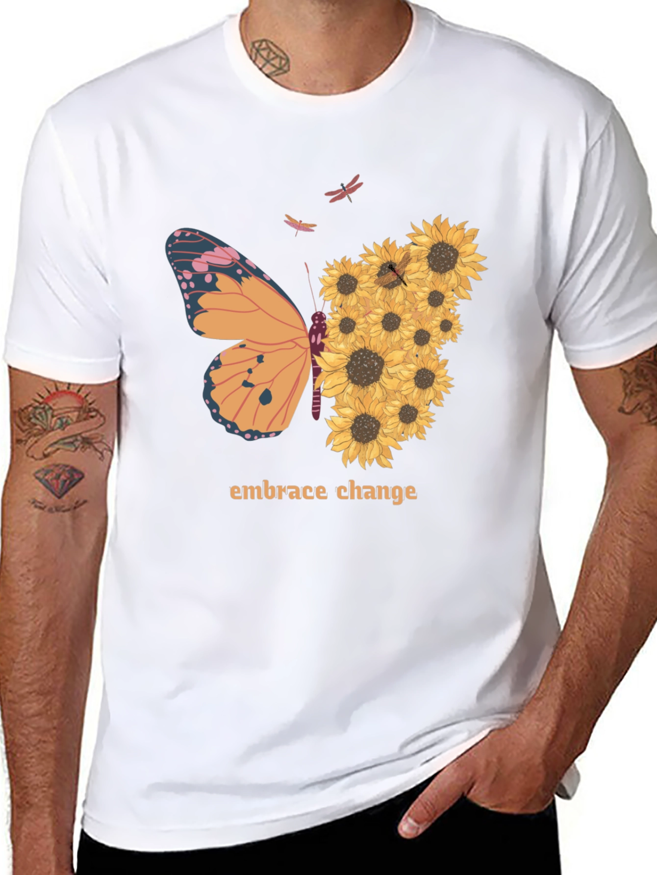 Embrace Change Sunflower Butterfly T-Shirt