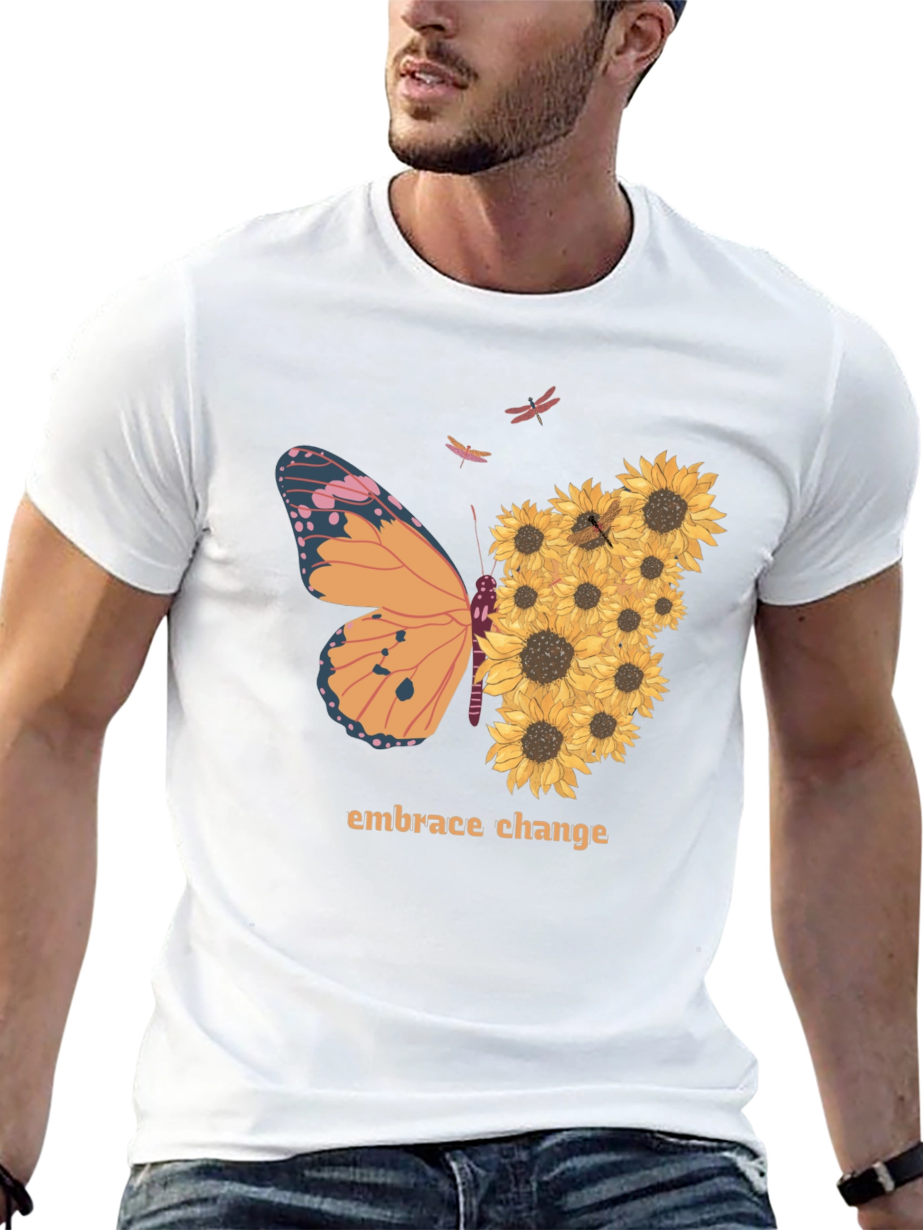 Embrace Change Sunflower Butterfly T-Shirt