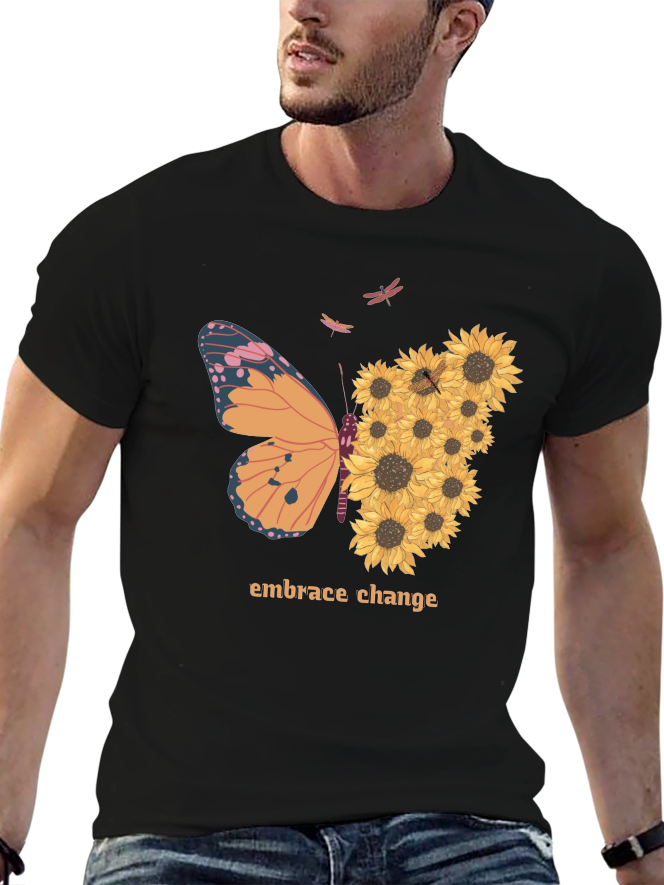 Embrace Change Sunflower Butterfly T-Shirt