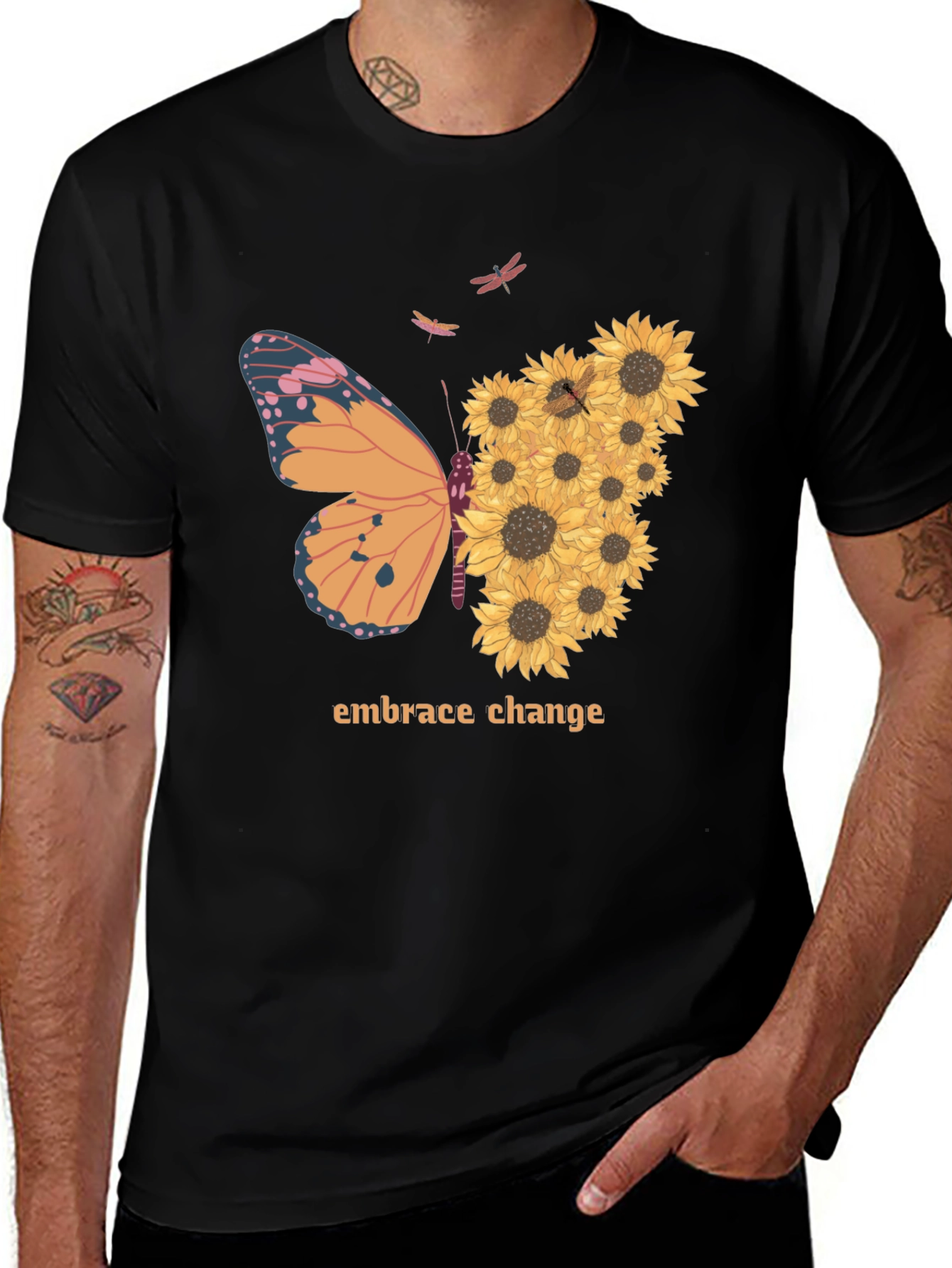 Embrace Change Sunflower Butterfly T-Shirt