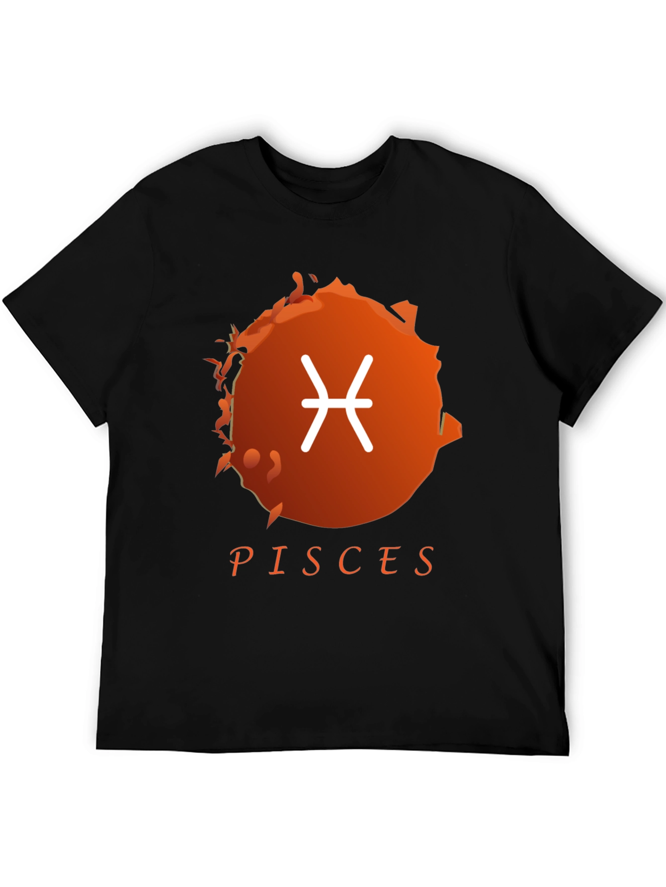 Pisces Zodiac Sign Graphic T-Shirt - Black