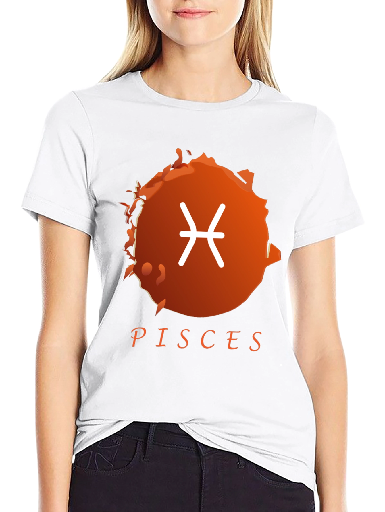 Pisces Zodiac Sign Graphic T-Shirt - Black