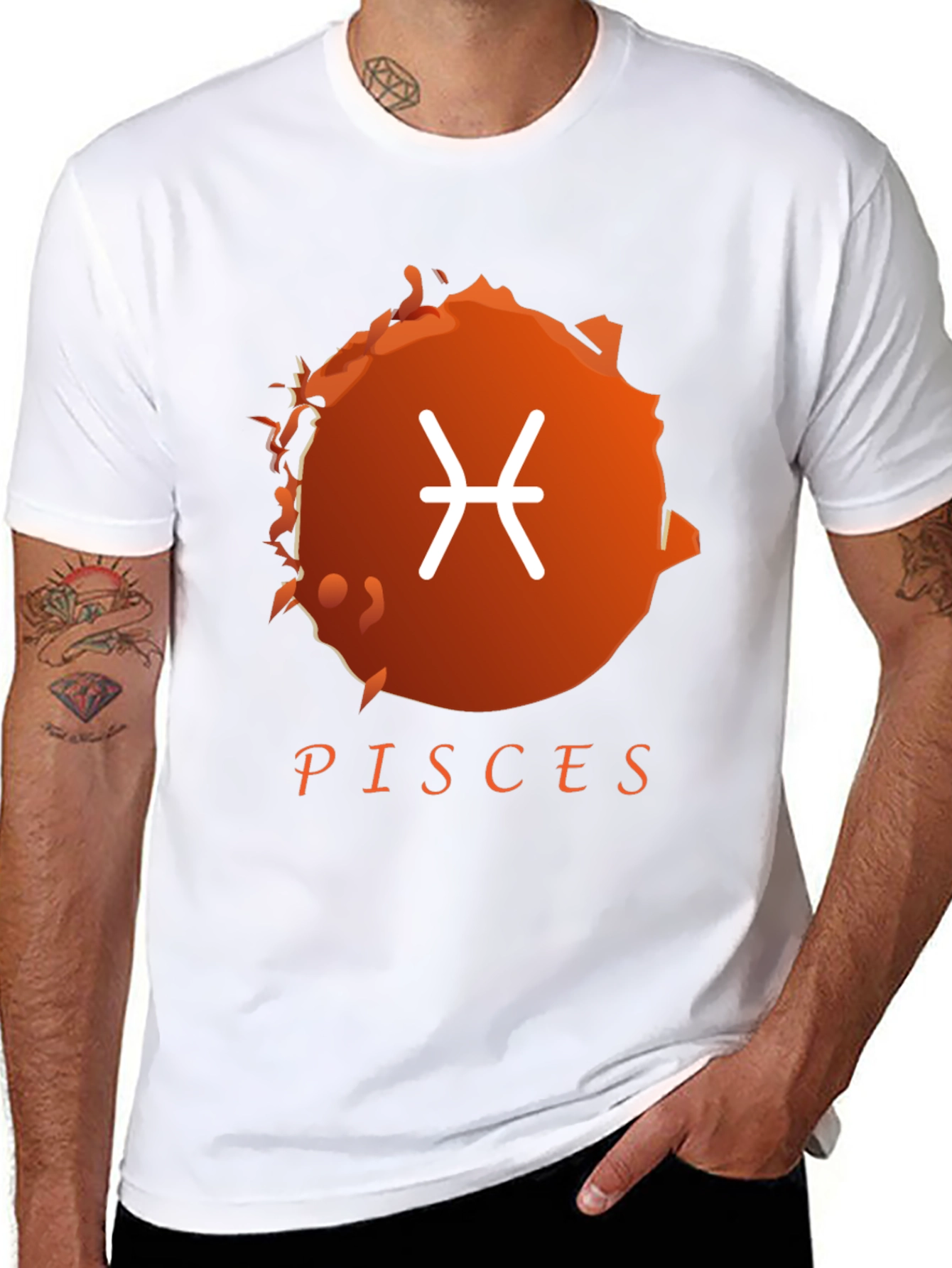 Pisces Zodiac Sign Graphic T-Shirt - Black