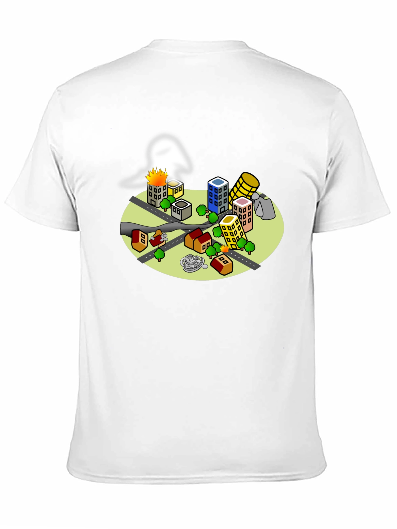 Cartoon City Disaster Tee - Black Crew Neck T-Shirt