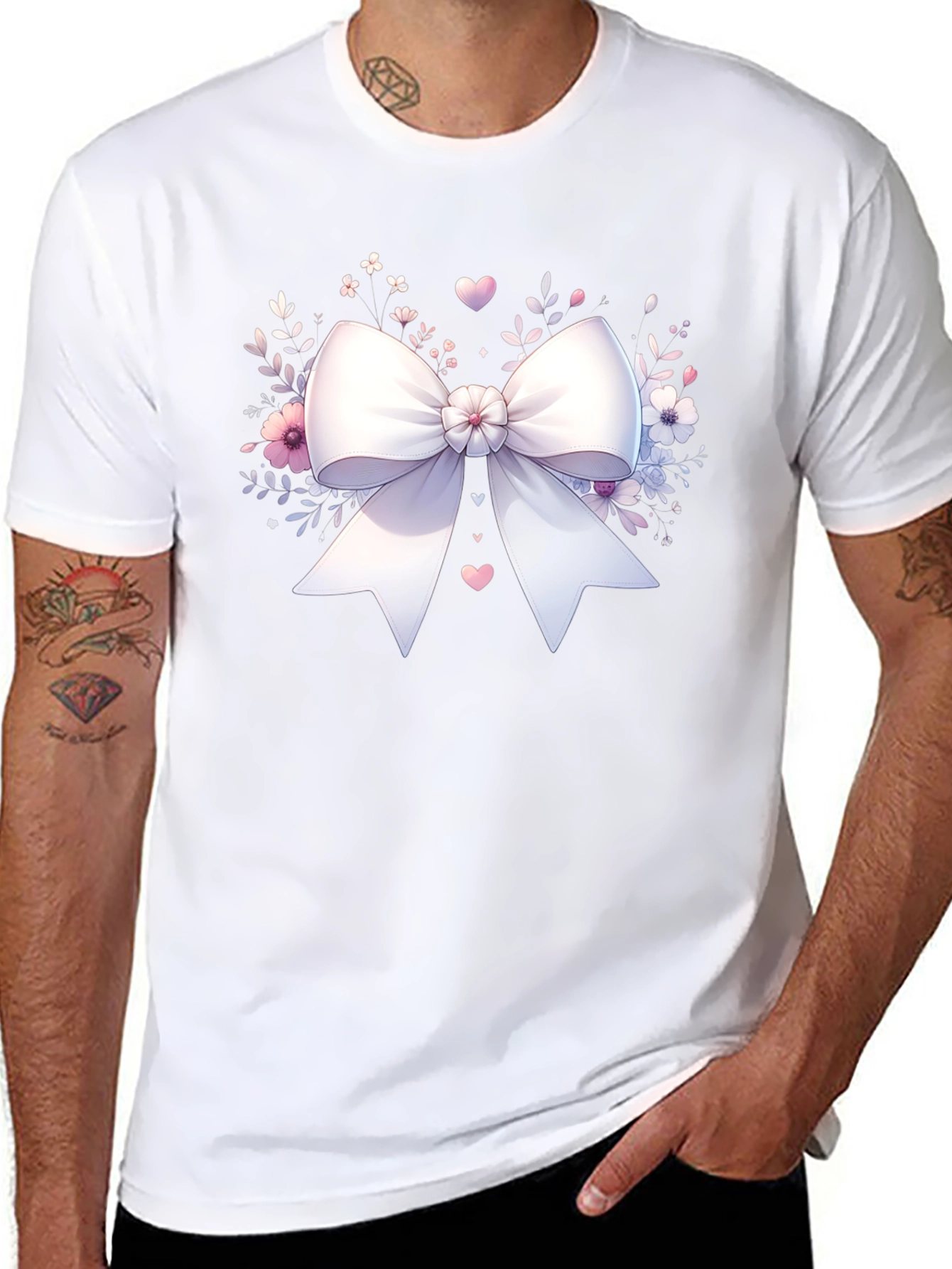 Bow & Floral Black T-Shirt