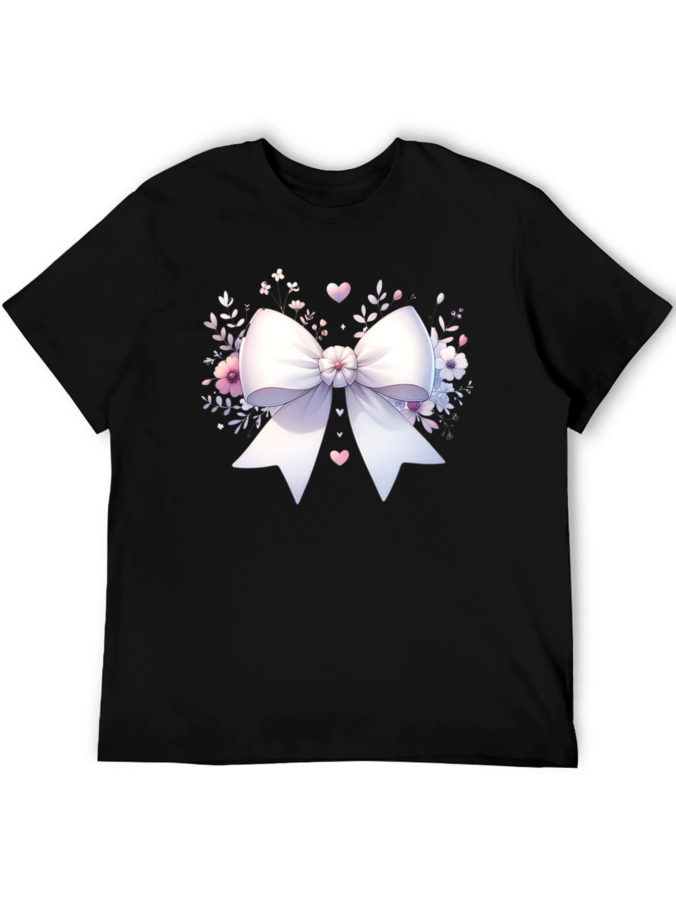 Bow & Floral Black T-Shirt