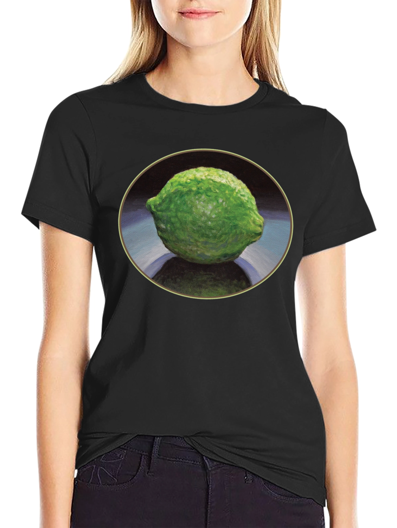 Lime Still Life Black T-Shirt