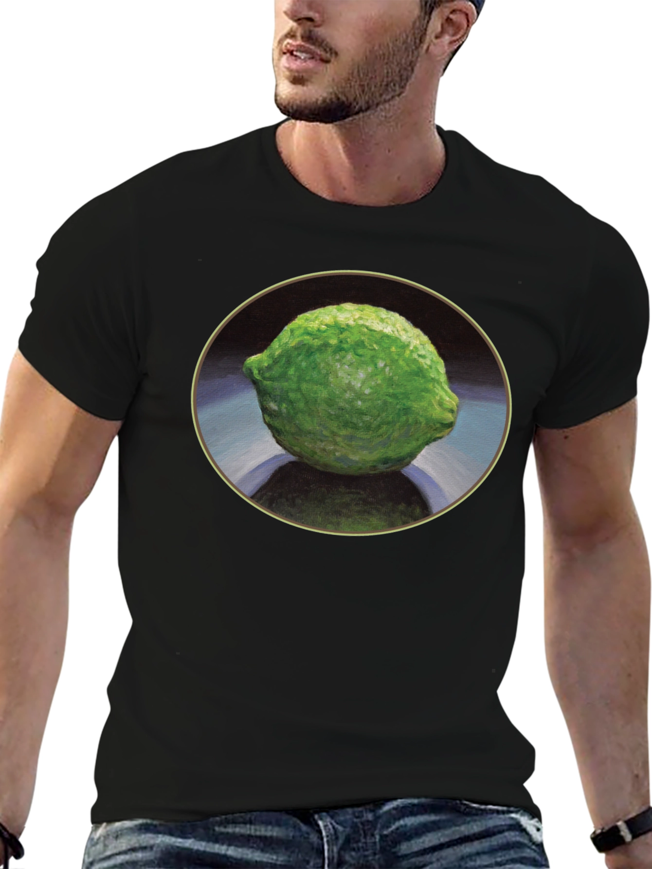 Lime Still Life Black T-Shirt