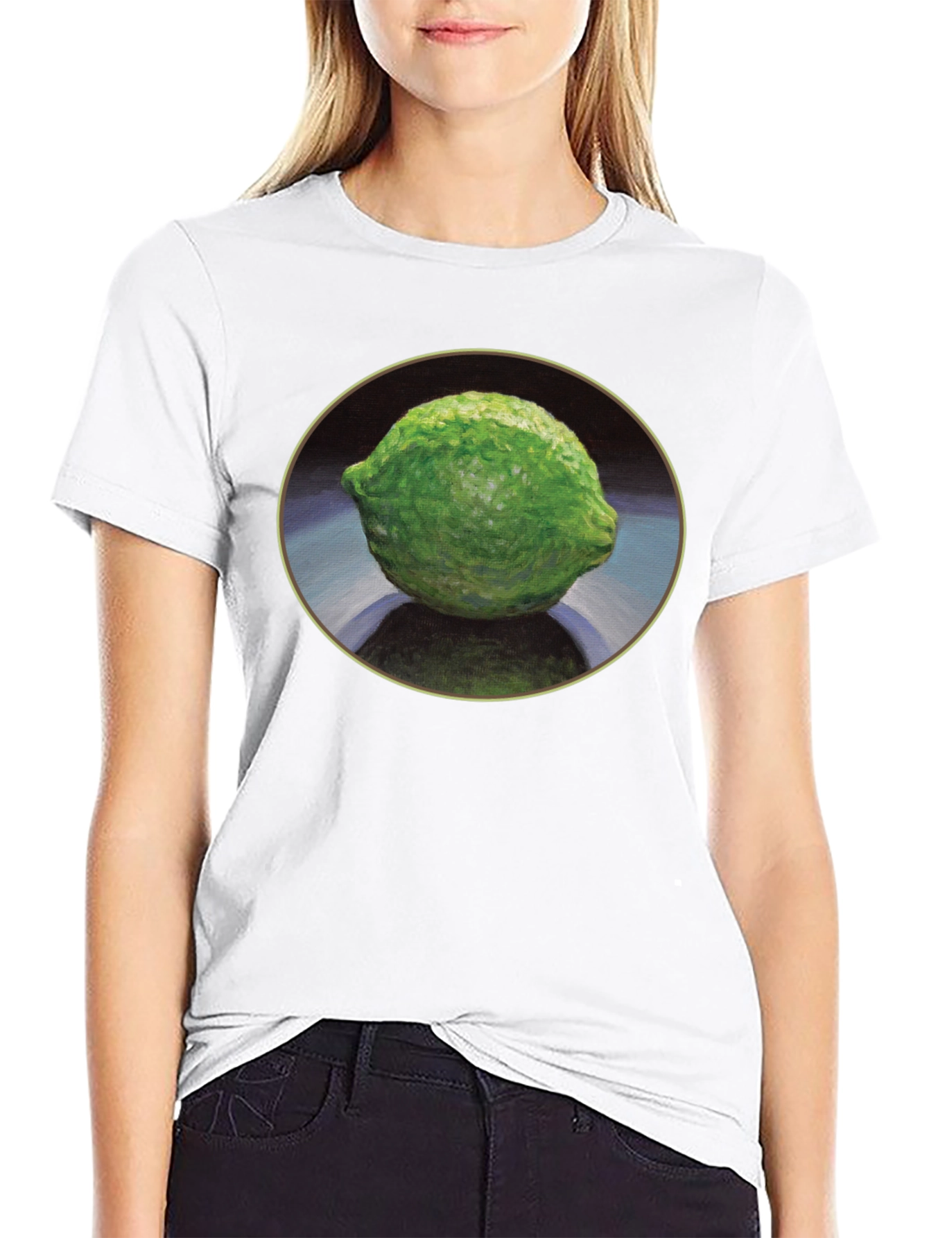 Lime Still Life Black T-Shirt