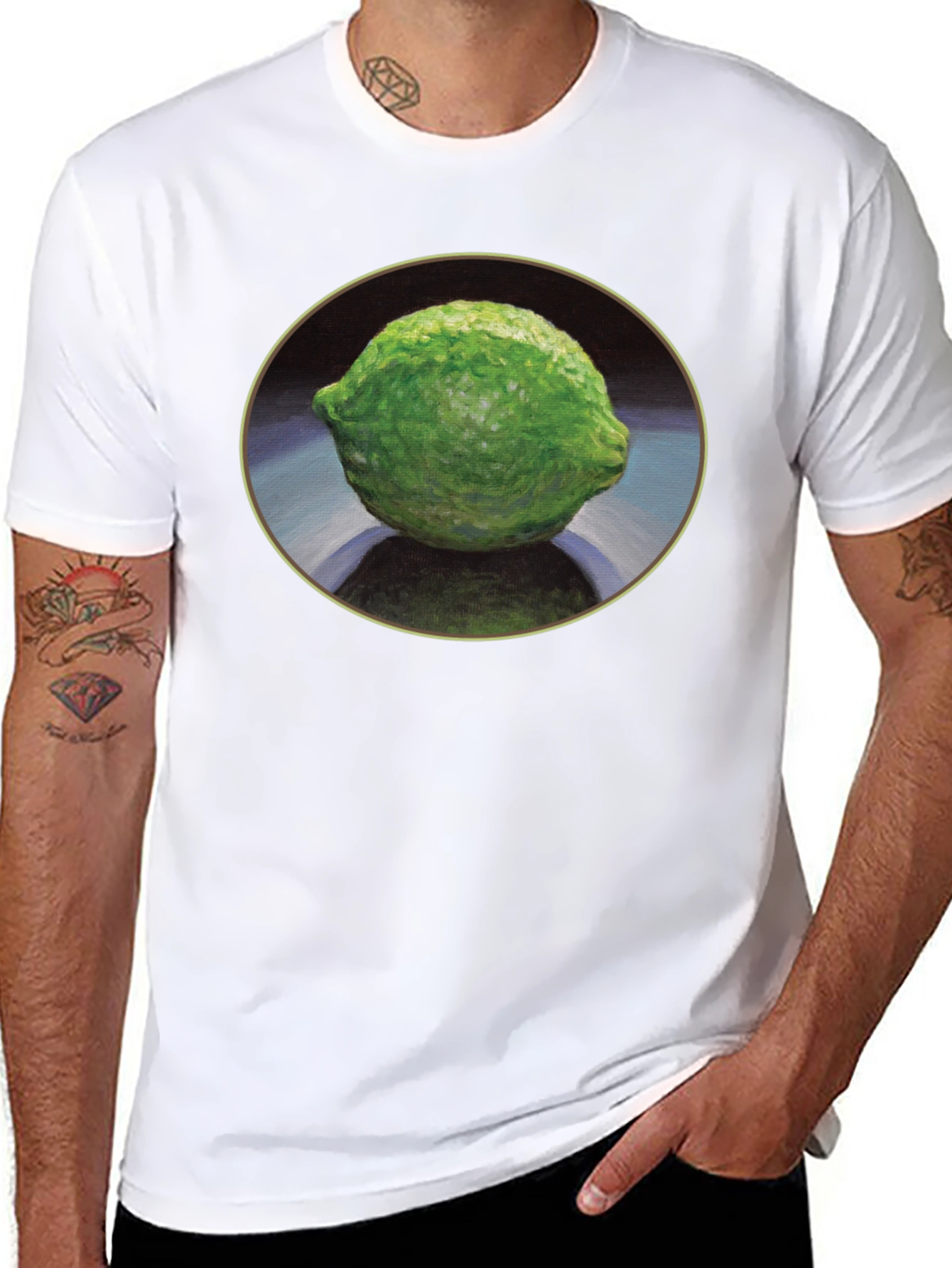 Lime Still Life Black T-Shirt