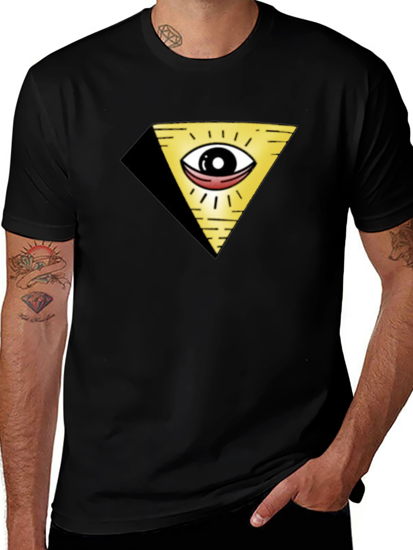 Illuminati Eye Pyramid Graphic Black T-Shirt
