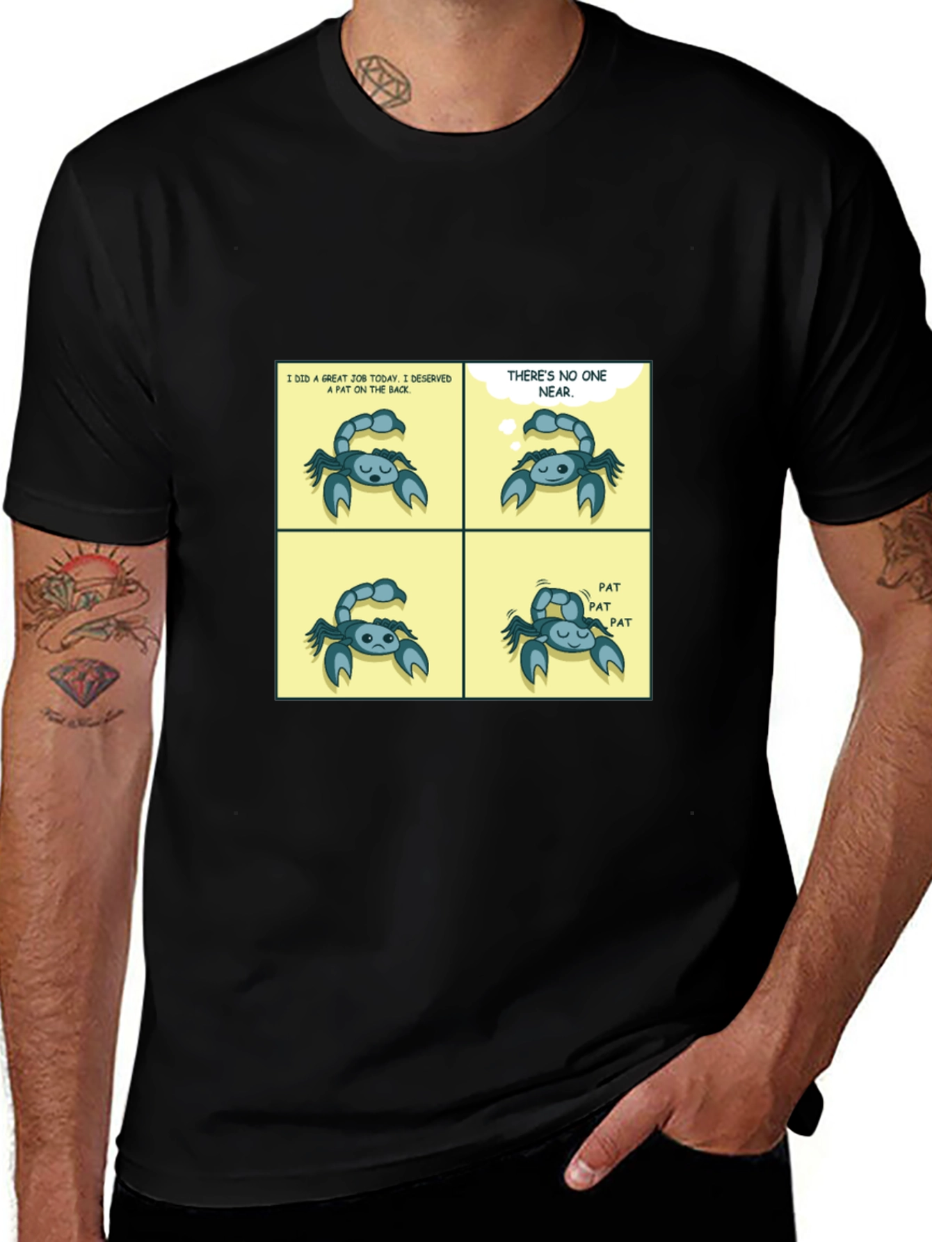 Funny Pat On The Back Comic Black T-Shirt