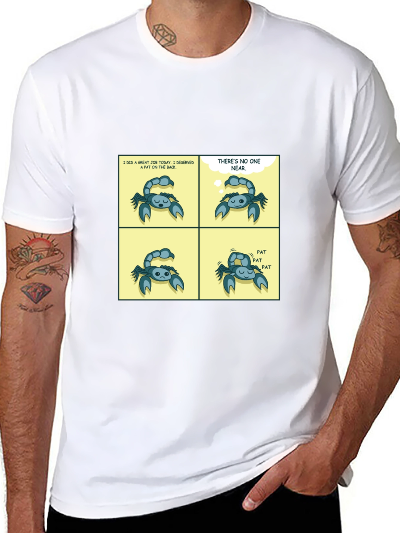 Funny Pat On The Back Comic Black T-Shirt
