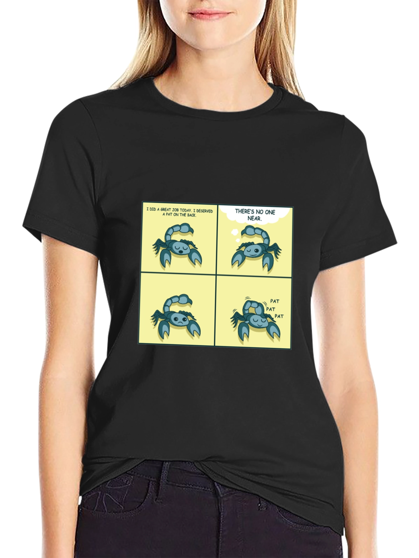 Funny Pat On The Back Comic Black T-Shirt