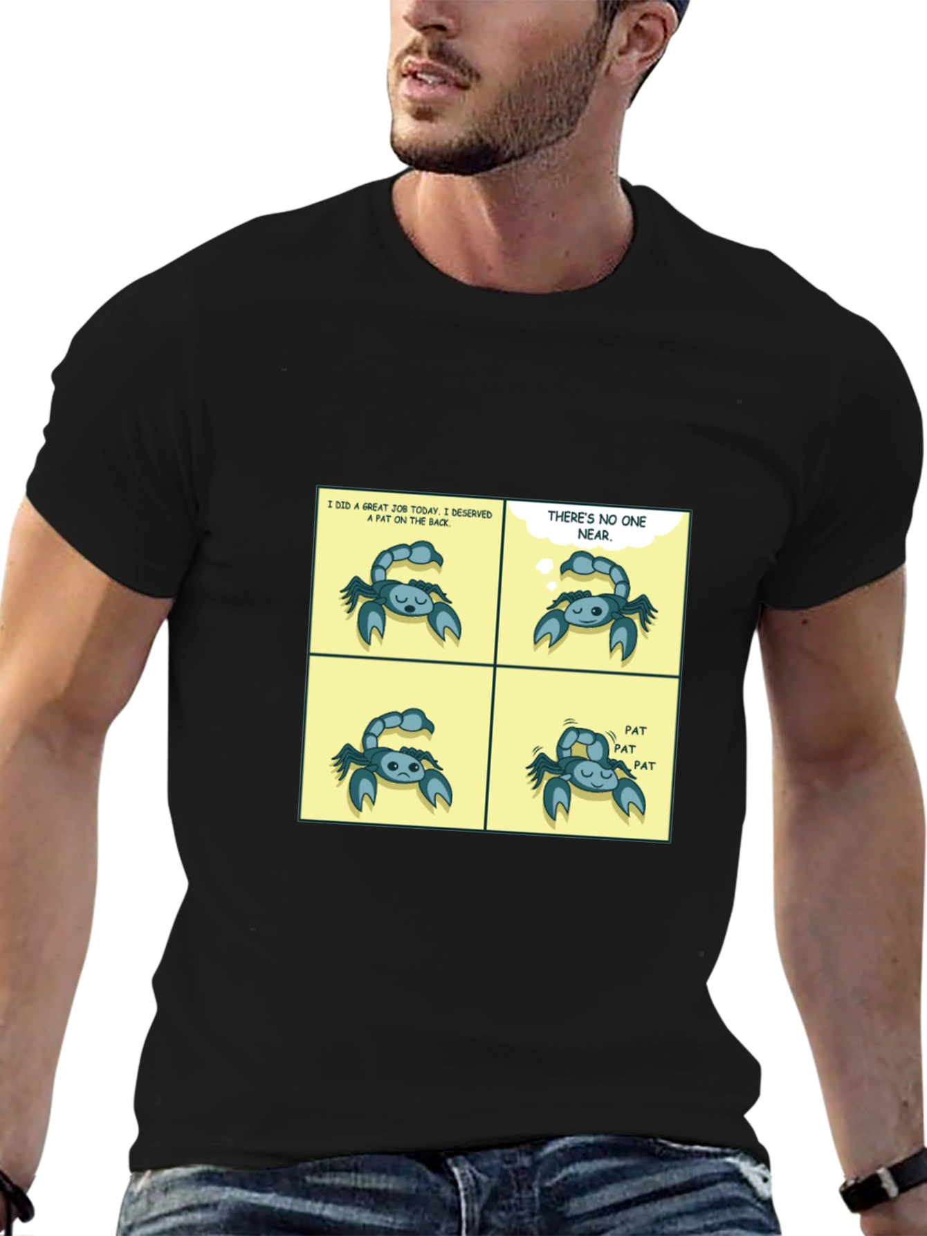 Funny Pat On The Back Comic Black T-Shirt
