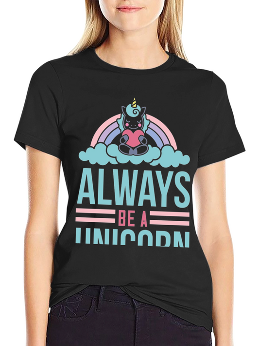 Always Be A Unicorn Graphic Tee - Black Cotton