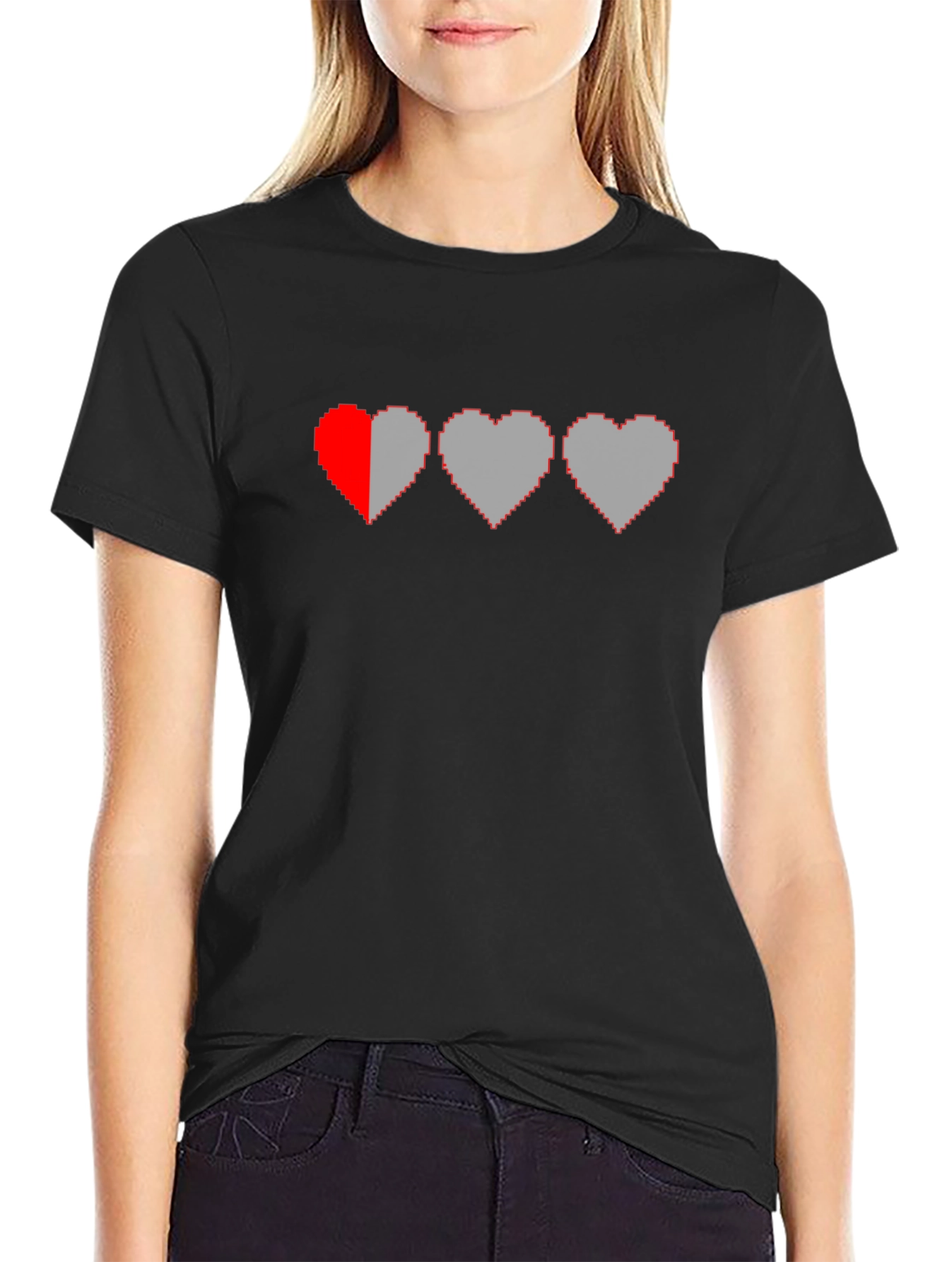 Pixel Heart Gamer T-Shirt - Black