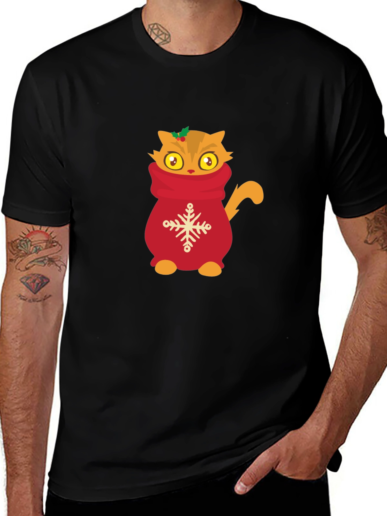 Cute Cat in Sweater Graphic T-Shirt