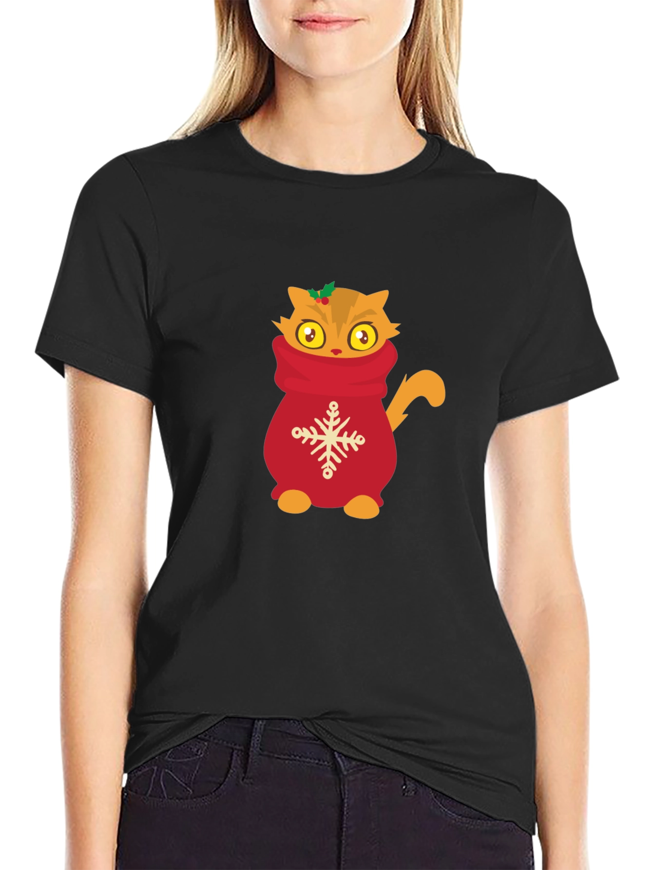 Cute Cat in Sweater Graphic T-Shirt