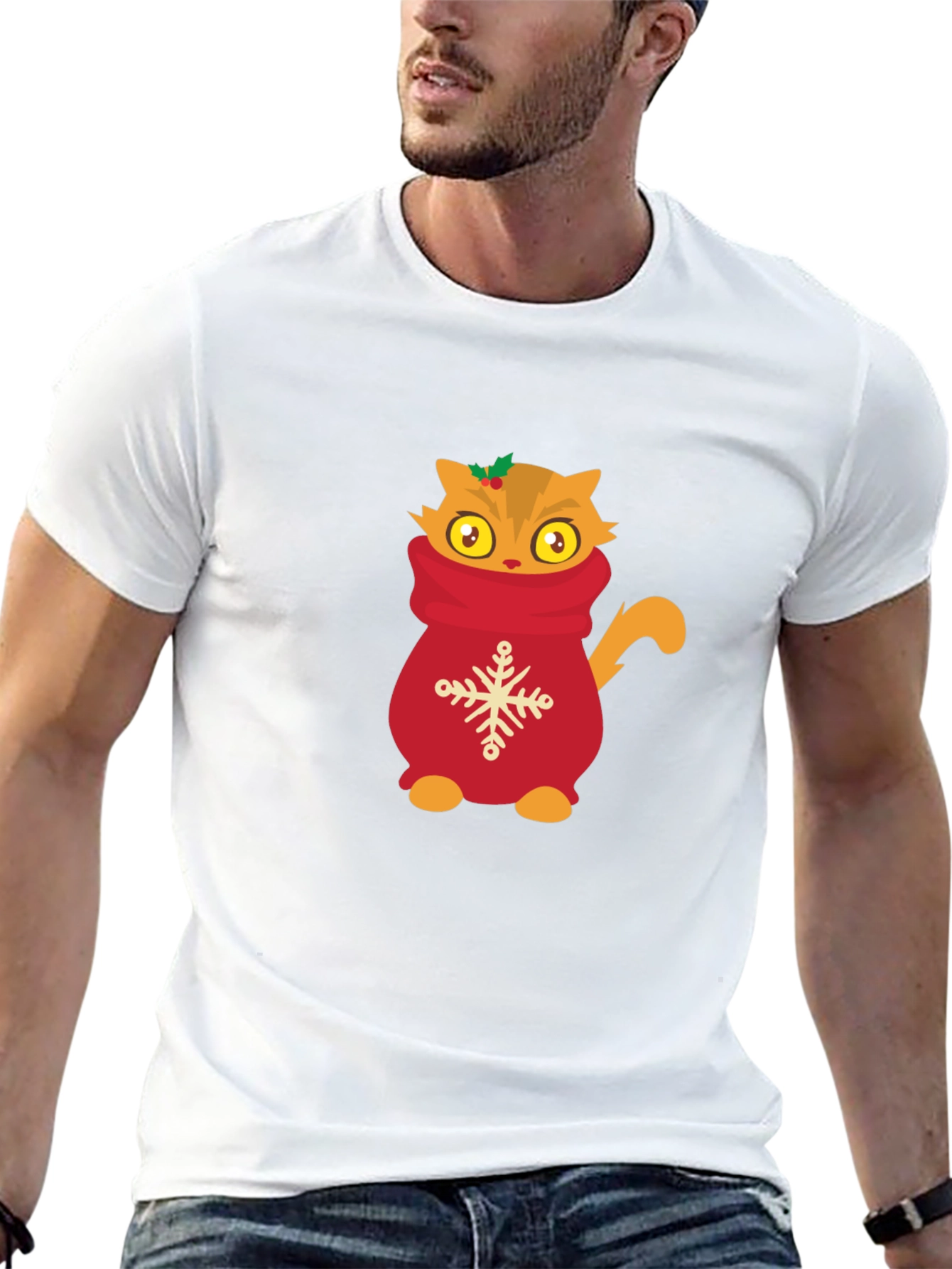 Cute Cat in Sweater Graphic T-Shirt