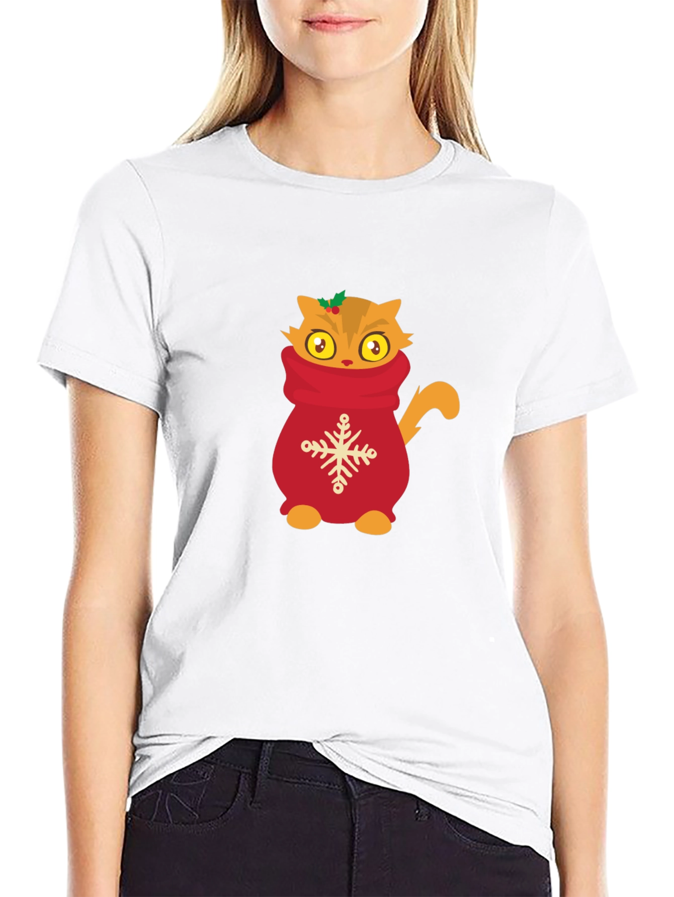 Cute Cat in Sweater Graphic T-Shirt
