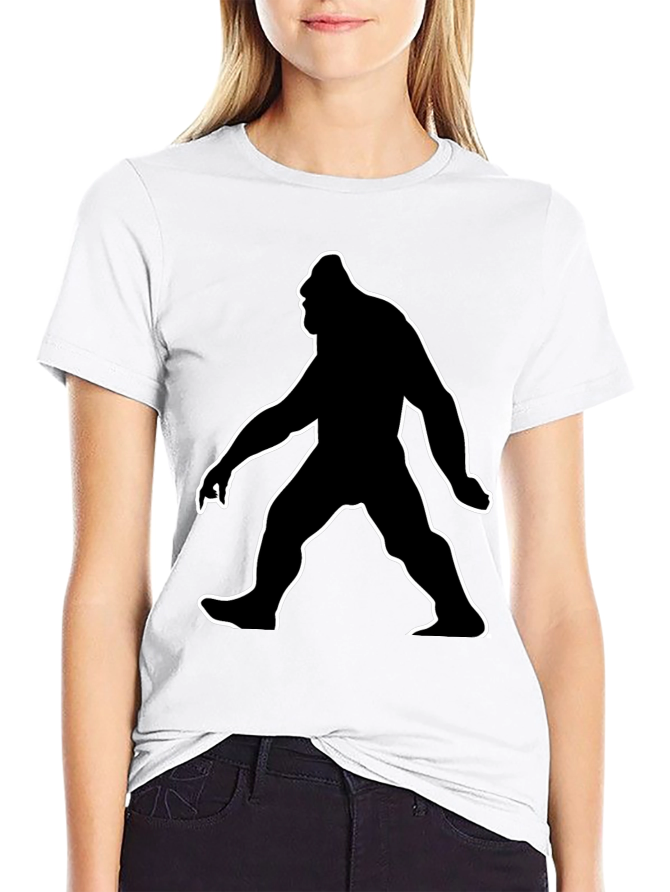 Bigfoot Silhouette Graphic Tee - Black Cotton T-Shirt