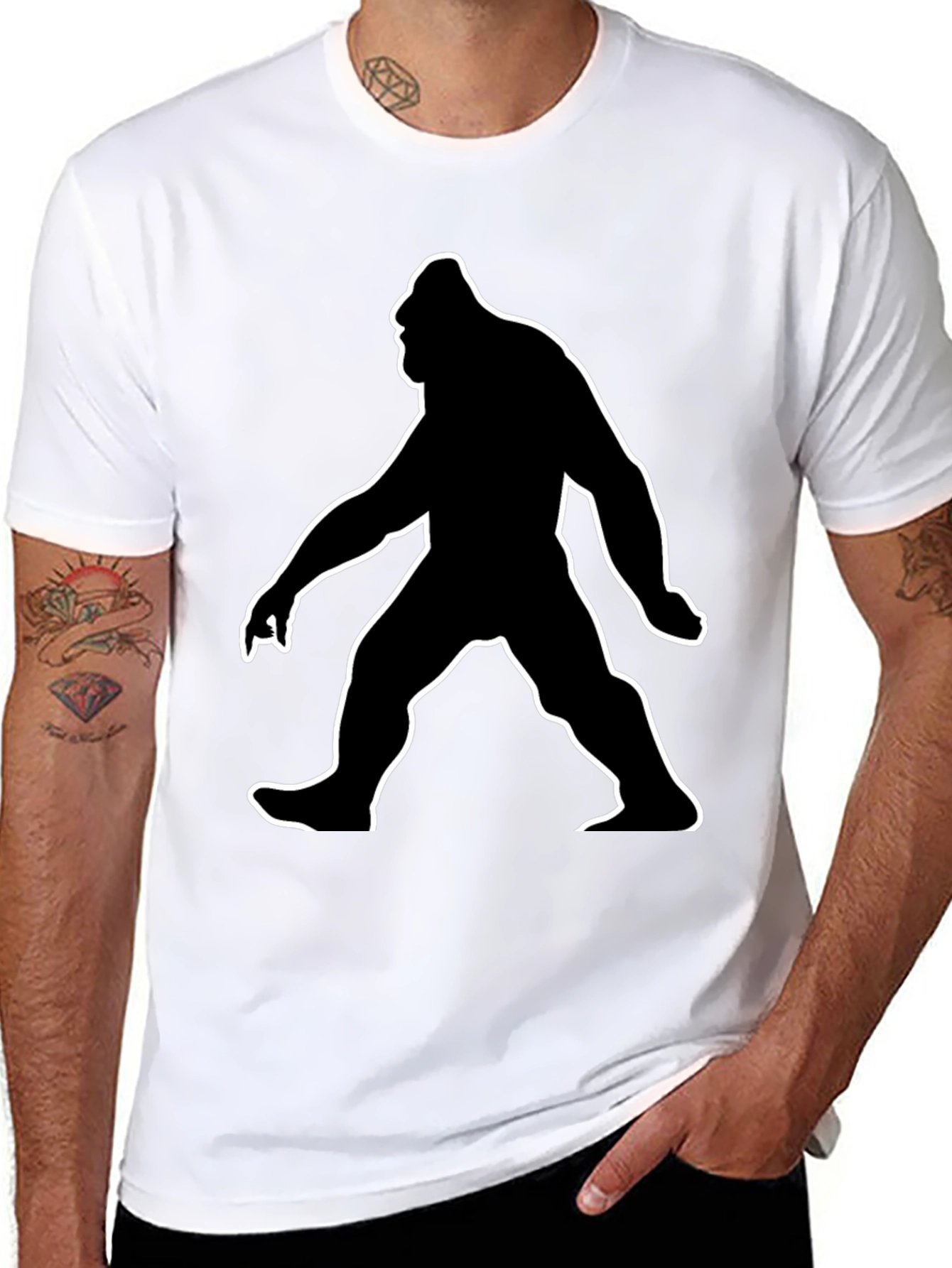 Bigfoot Silhouette Graphic Tee - Black Cotton T-Shirt