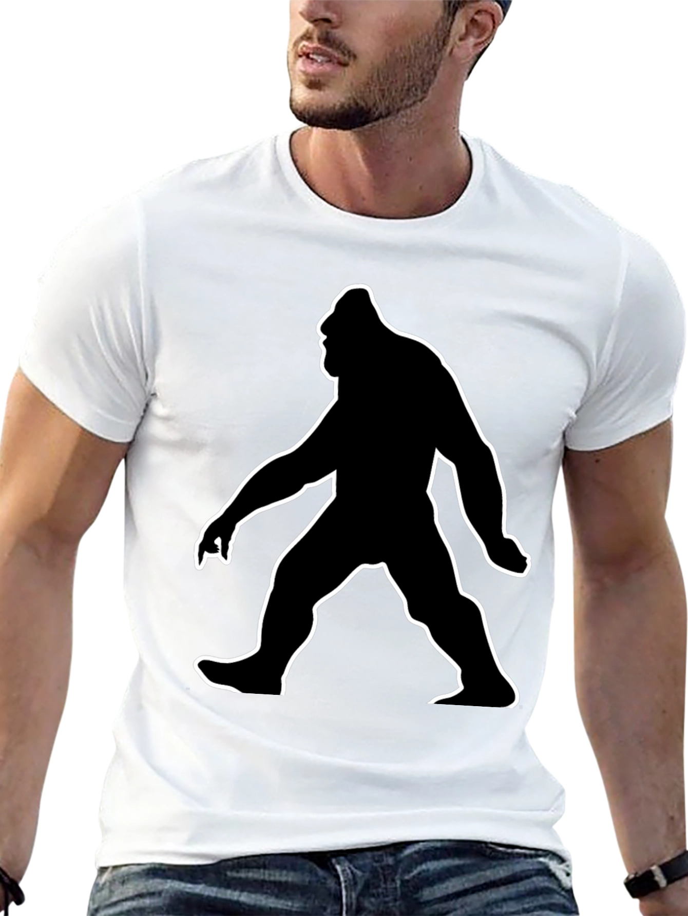Bigfoot Silhouette Graphic Tee - Black Cotton T-Shirt