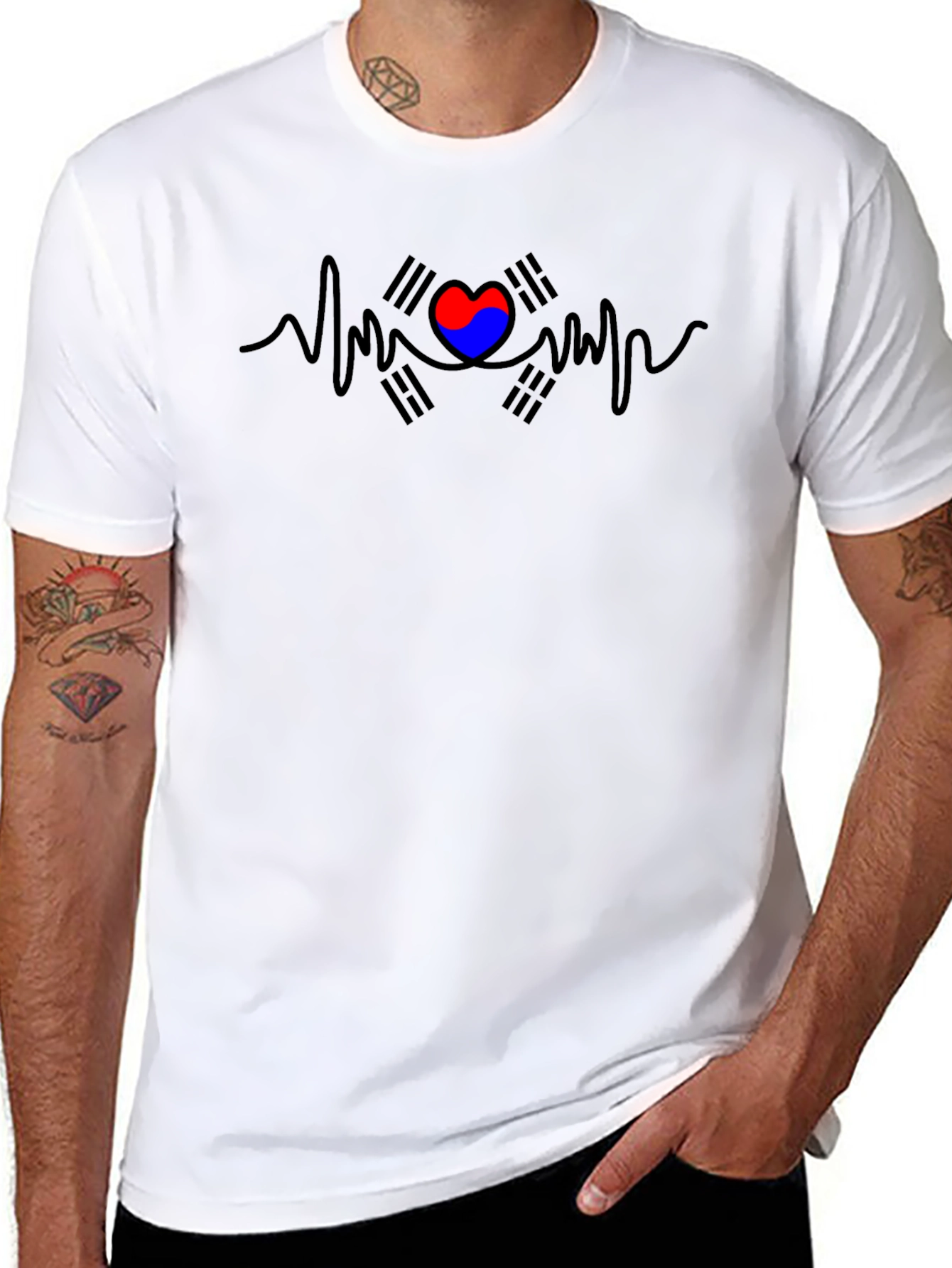 Korea Heartbeat T-Shirt - Black