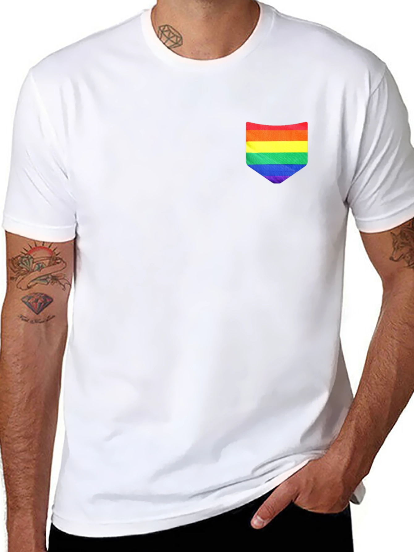 Rainbow Pocket Black Tee