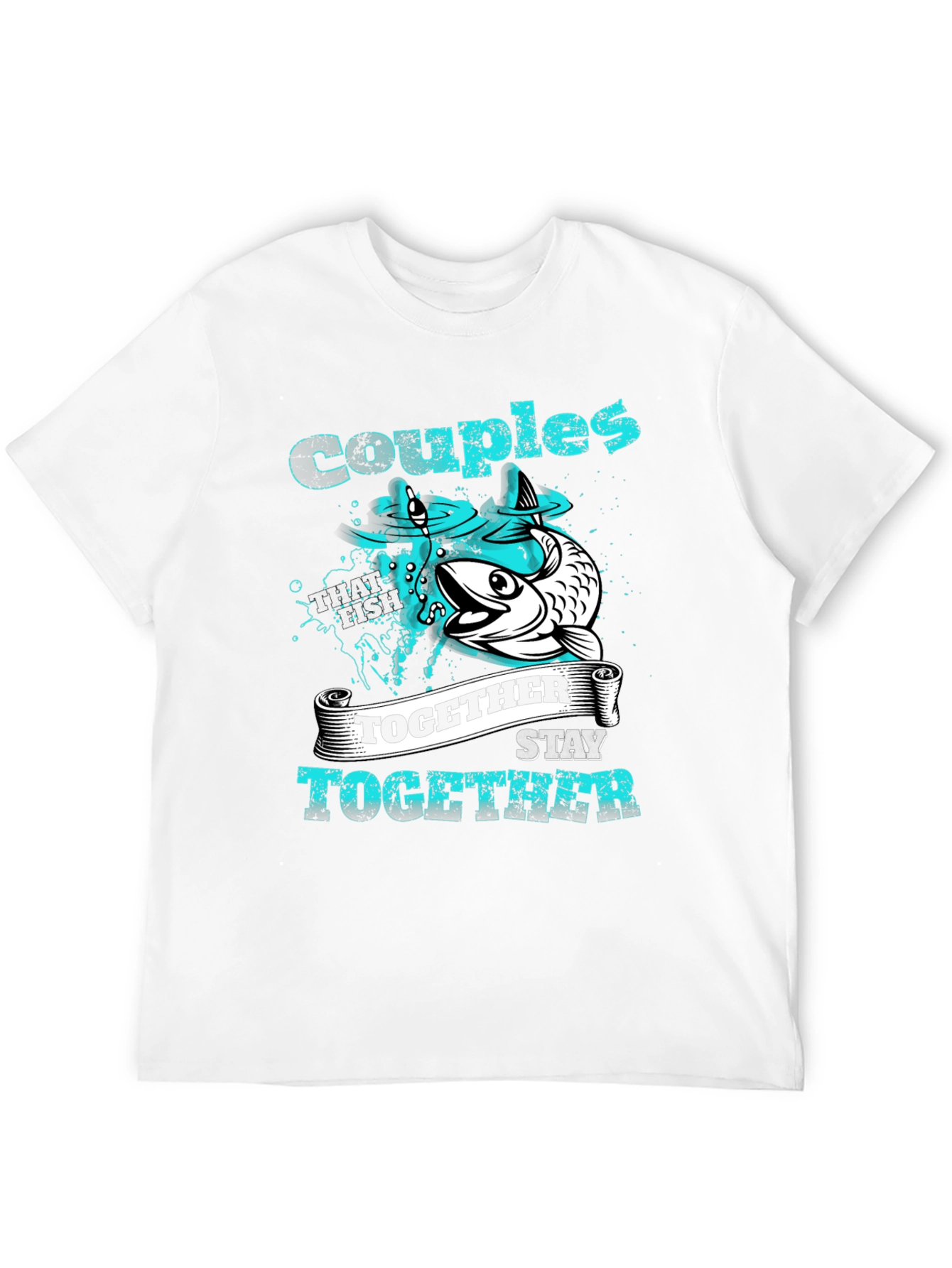 Couples Who Fish Together Black Graphic Tee
