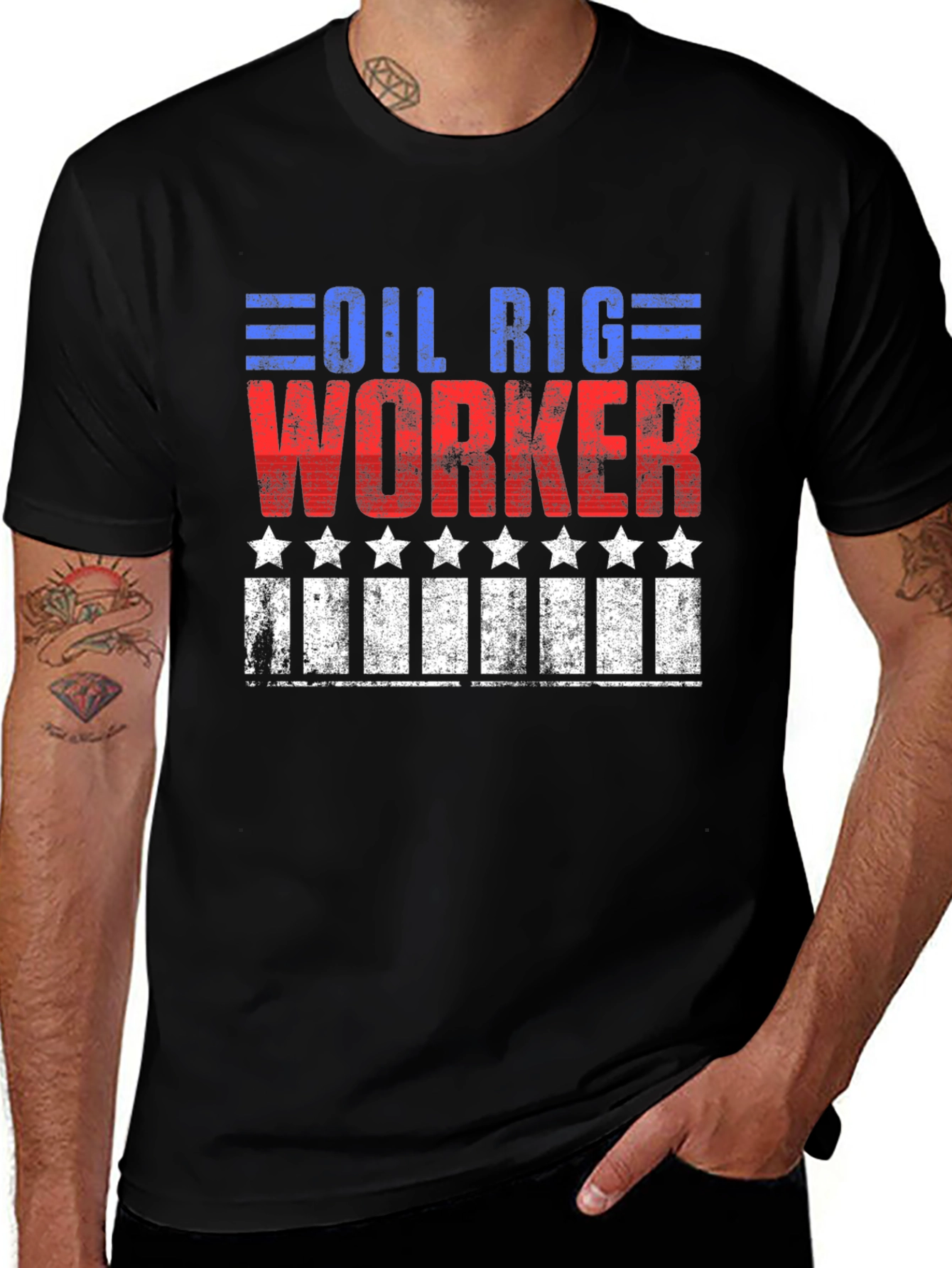 Oil Rig Worker Patriotic Graphic Tee