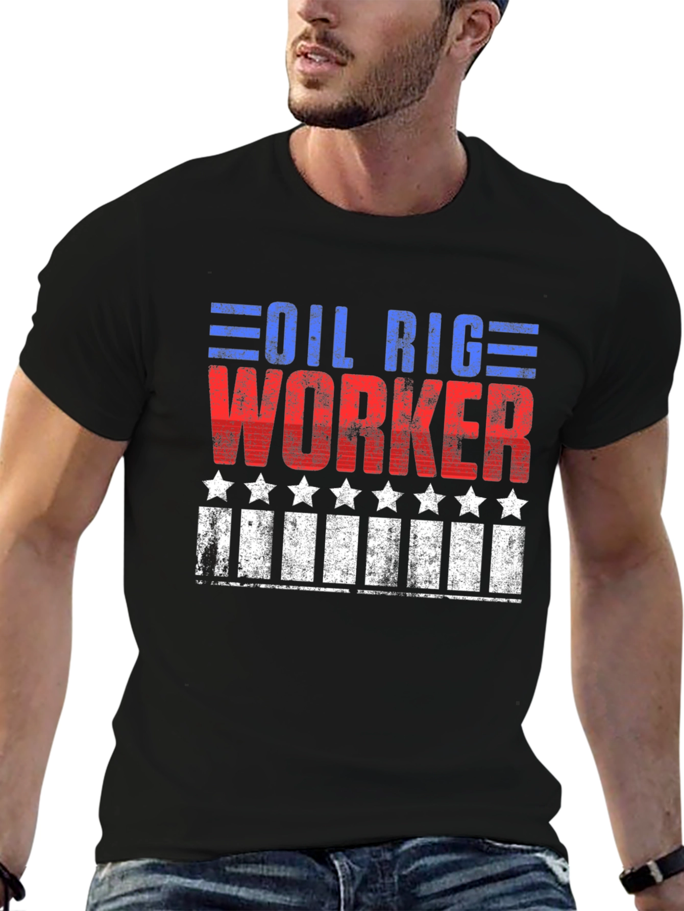 Oil Rig Worker Patriotic Graphic Tee