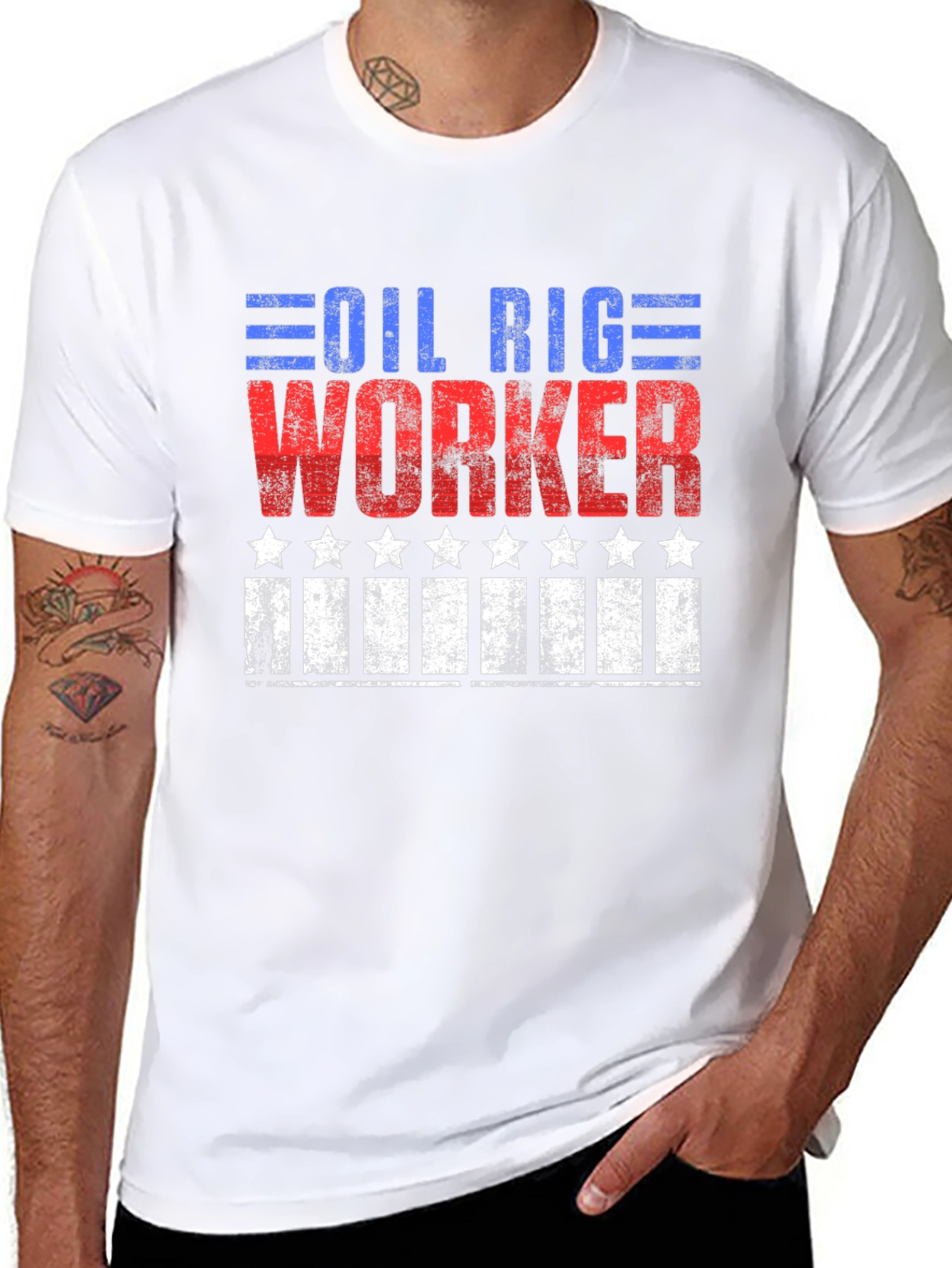 Oil Rig Worker Patriotic Graphic Tee