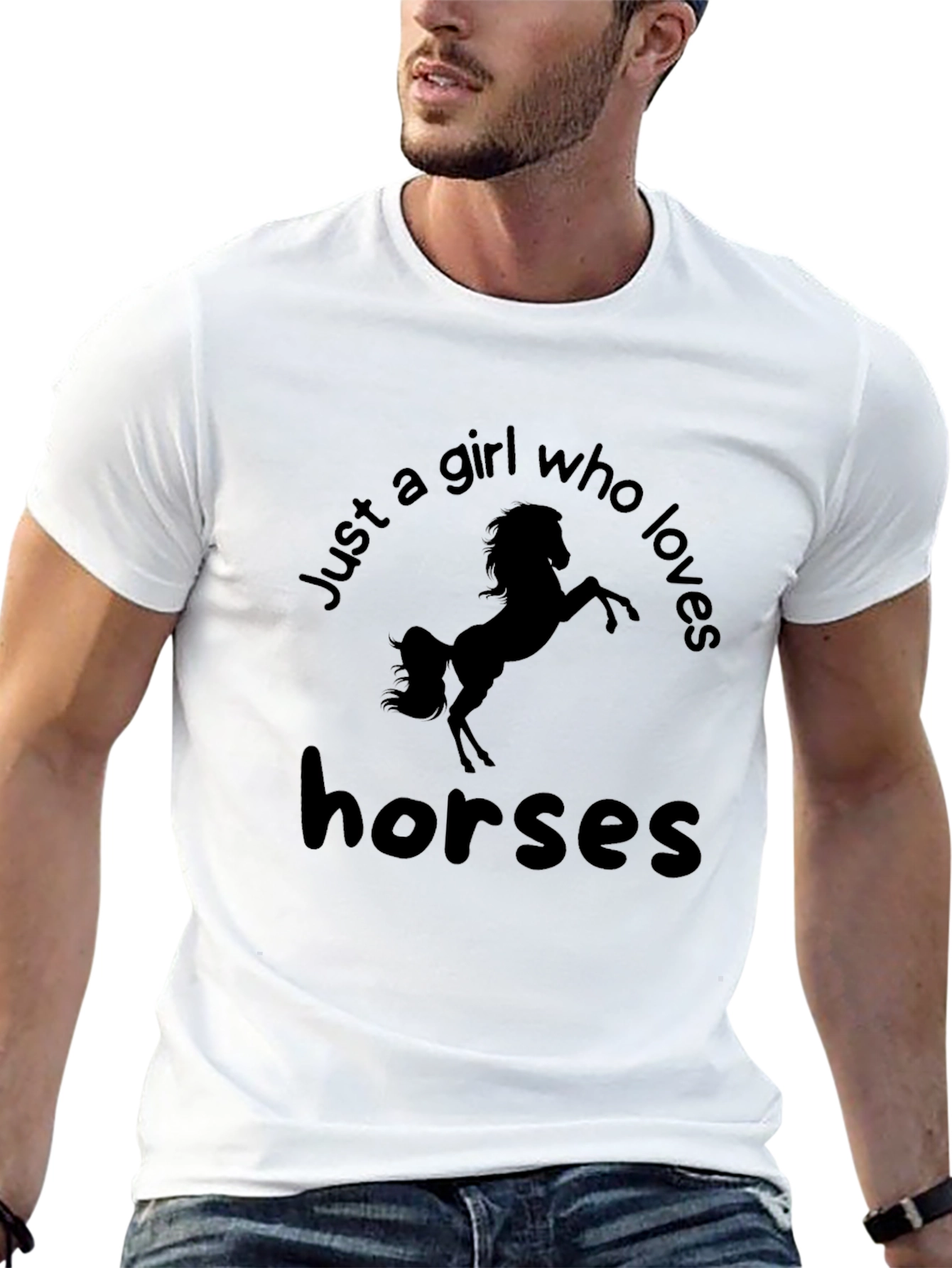 Girl Who Loves Horses Black Graphic Tee