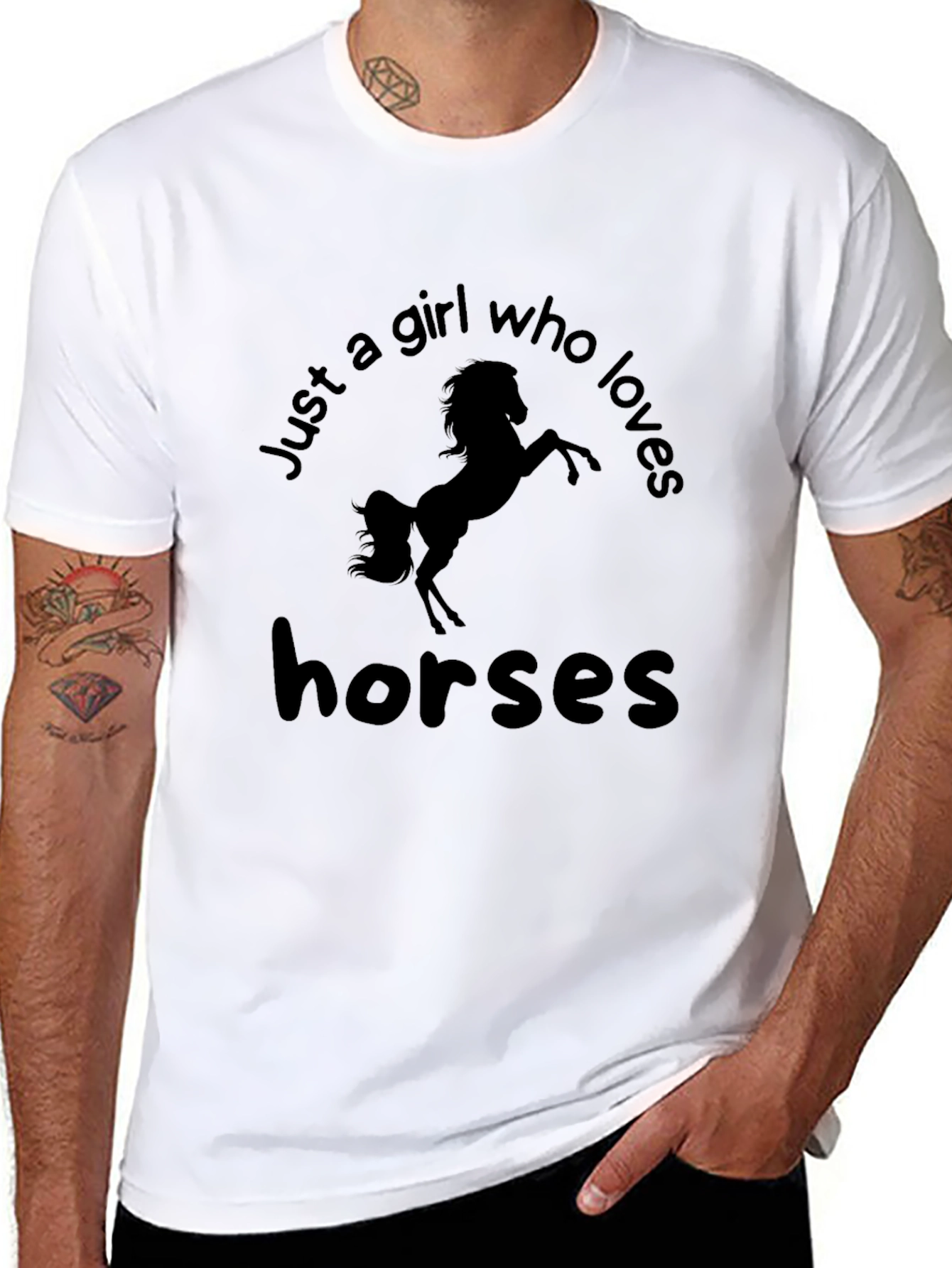 Girl Who Loves Horses Black Graphic Tee
