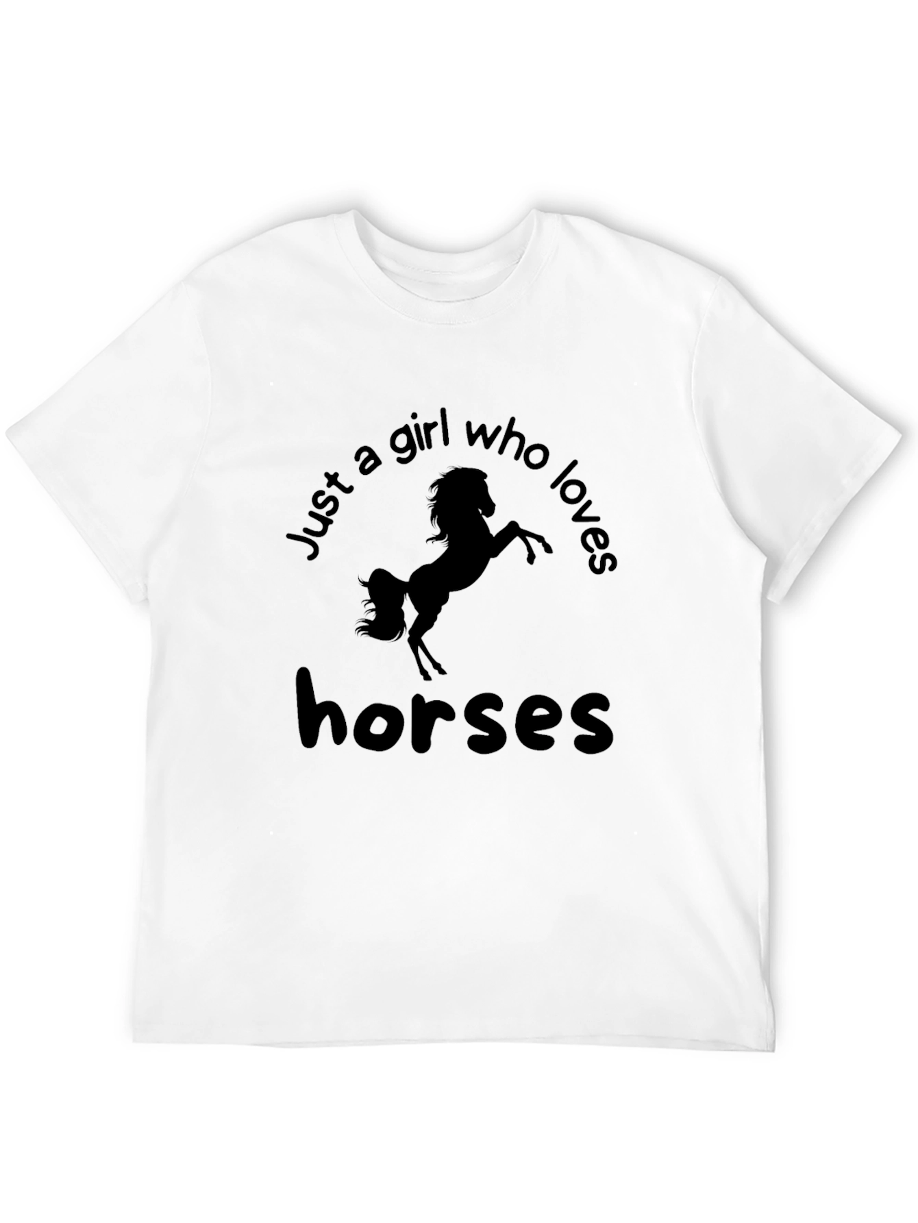 Girl Who Loves Horses Black Graphic Tee