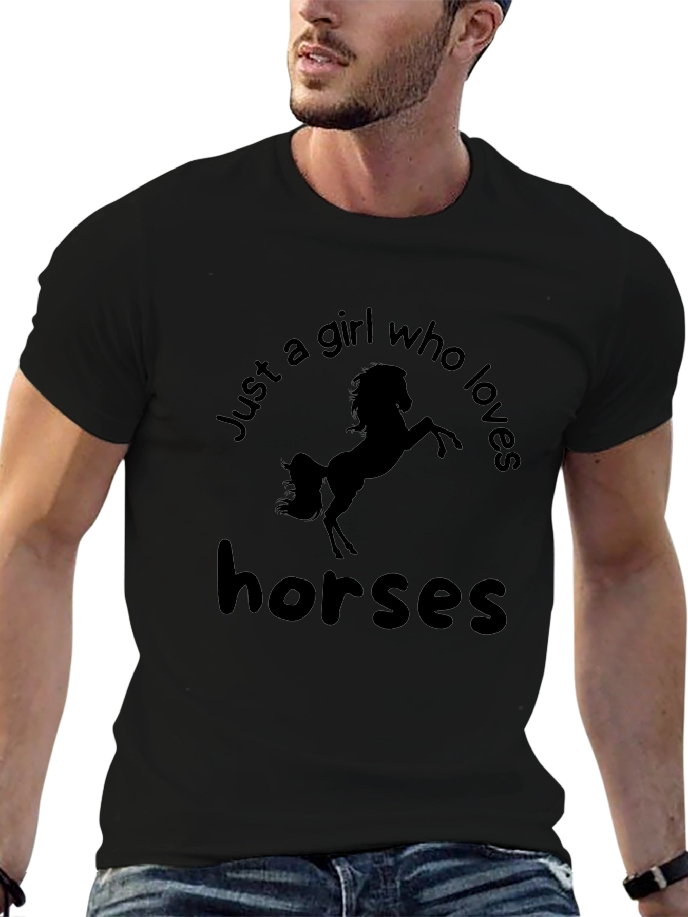 Girl Who Loves Horses Black Graphic Tee