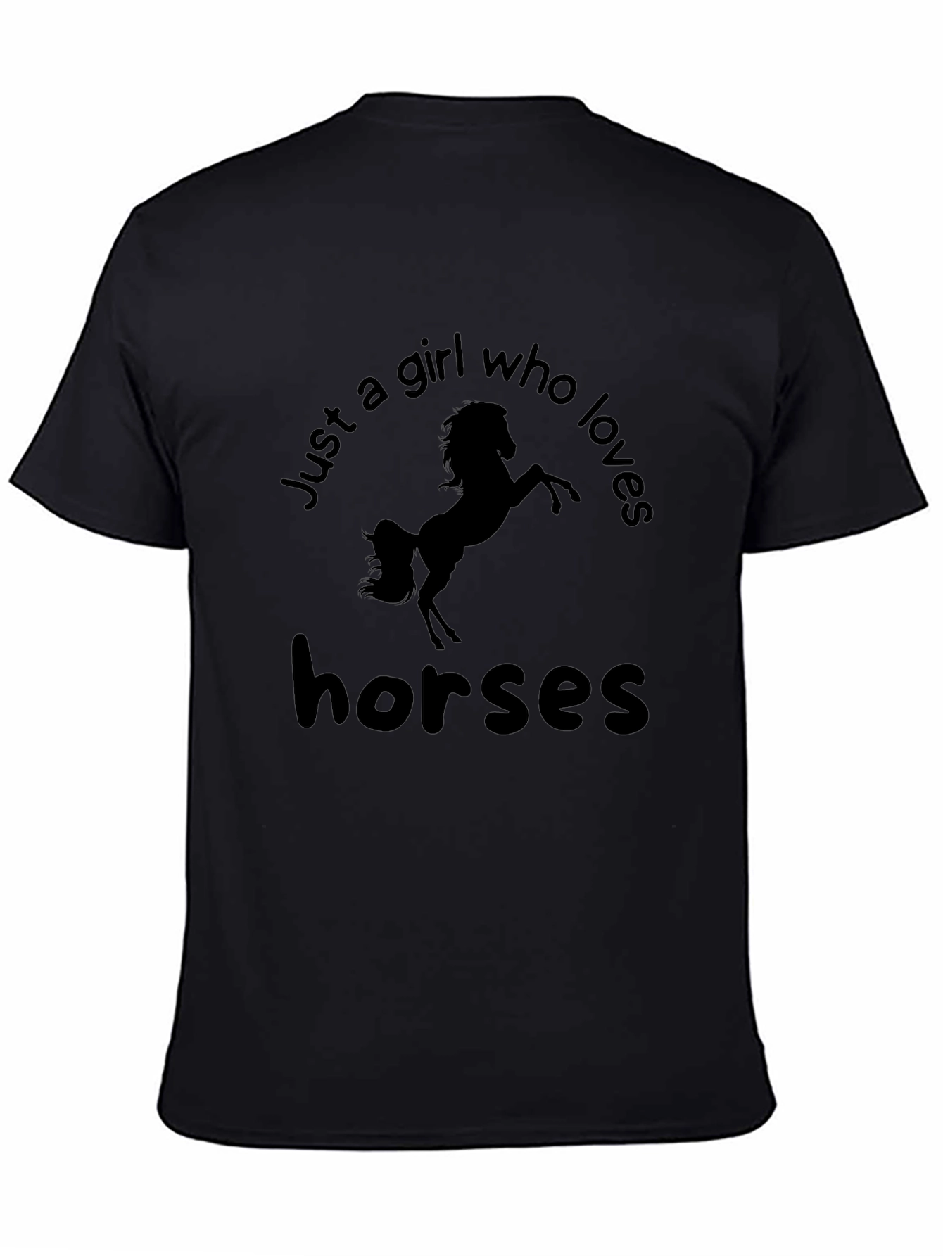 Girl Who Loves Horses Black Graphic Tee