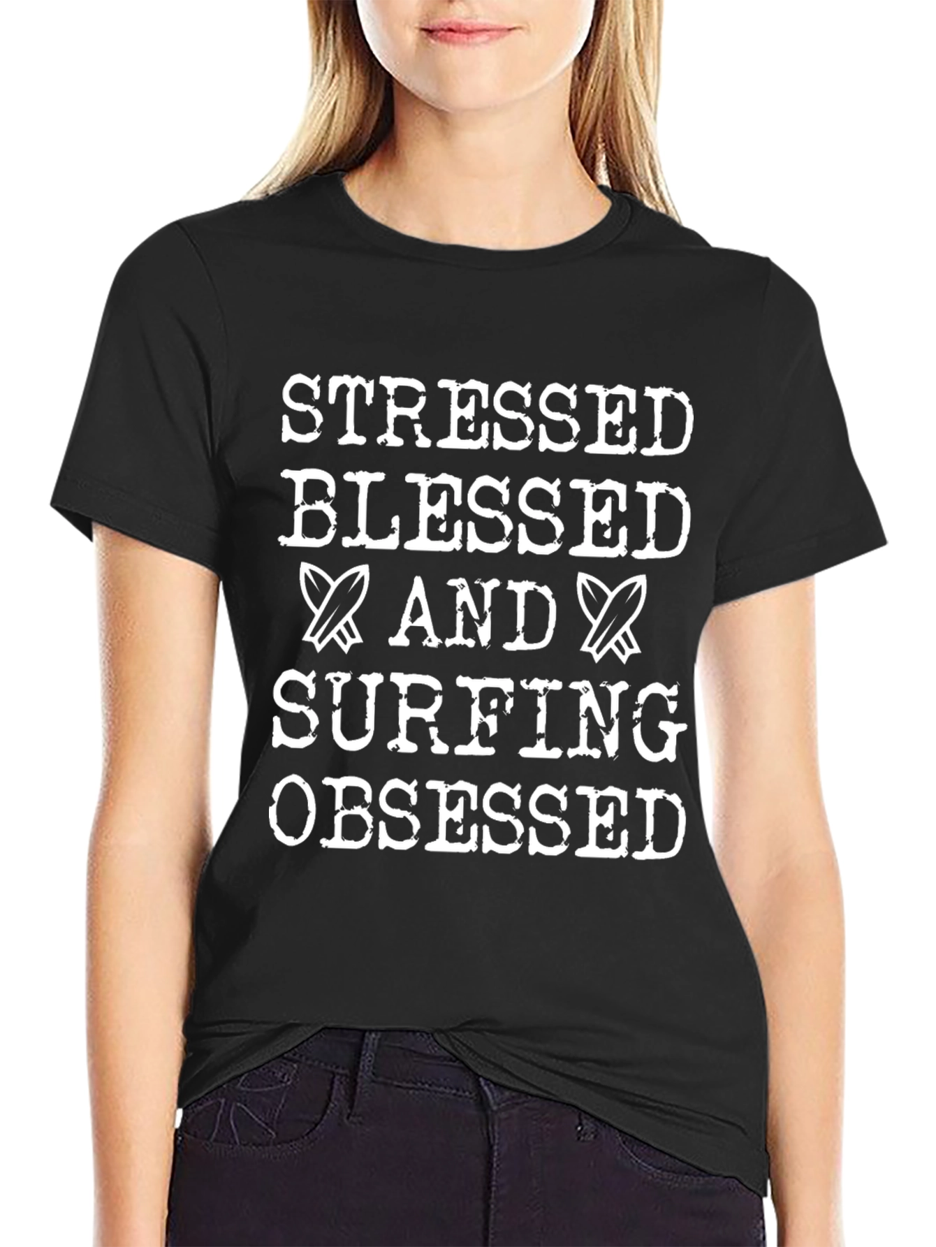 Stressed Blessed Surfing Obsessed Graphic Tee