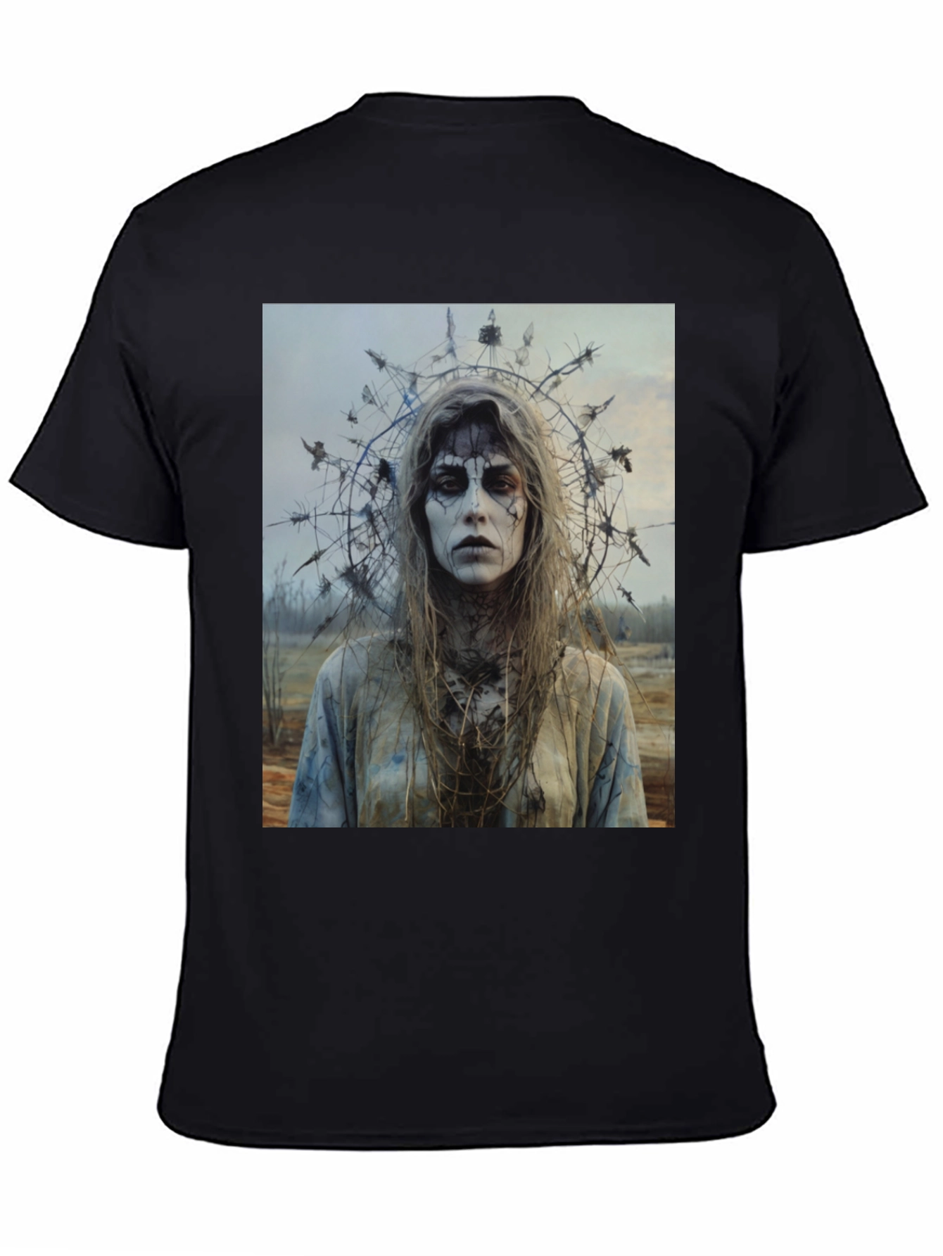 Creepy Woman Portrait T-Shirt - Gothic Halloween Style