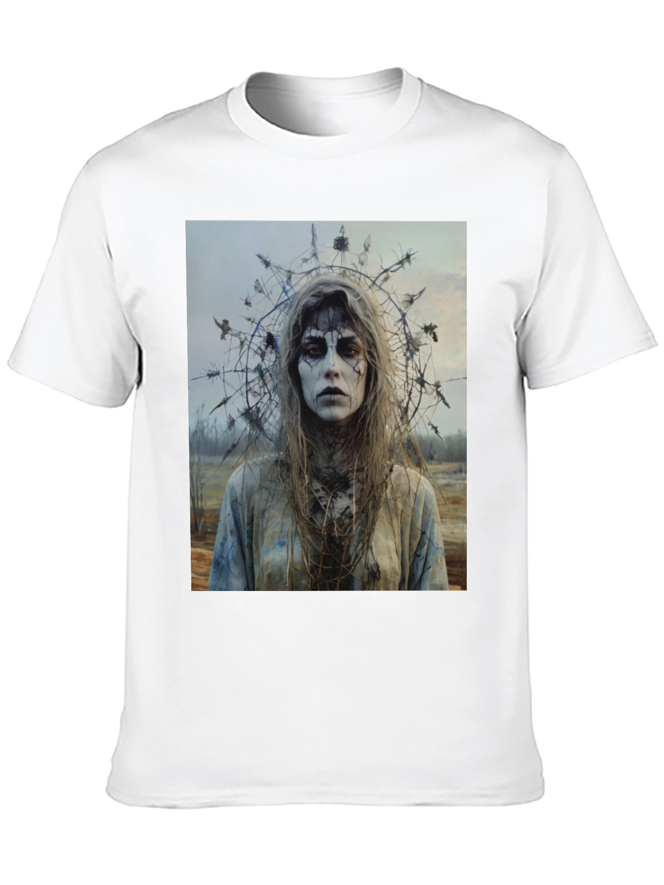 Creepy Woman Portrait T-Shirt - Gothic Halloween Style