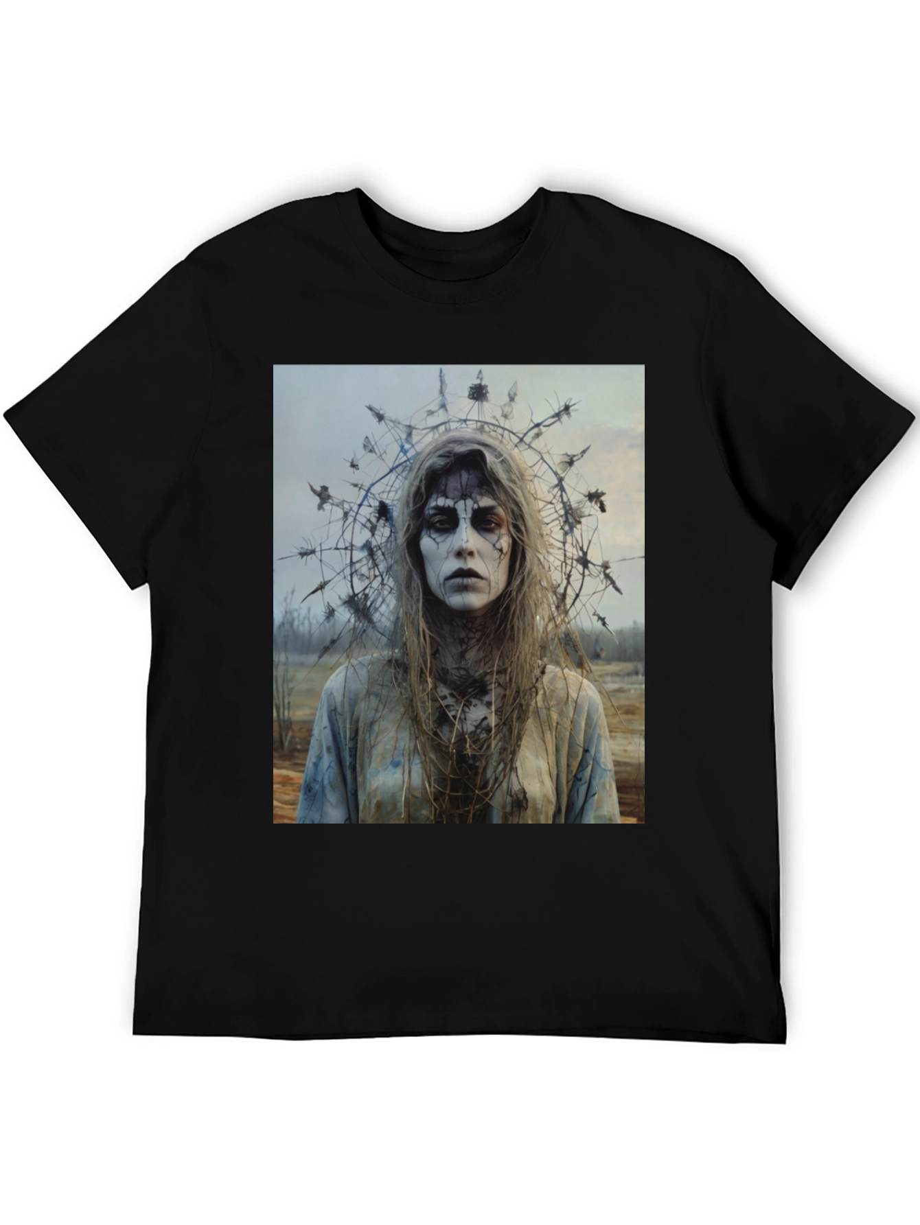 Creepy Woman Portrait T-Shirt - Gothic Halloween Style