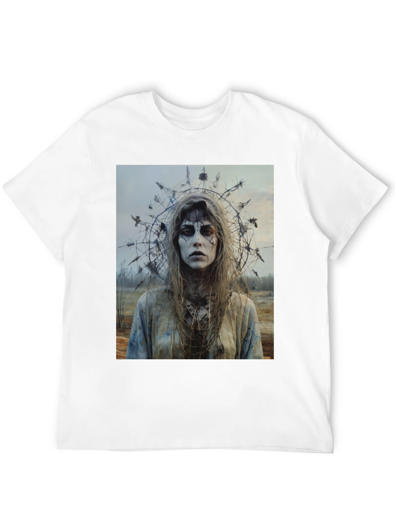 Creepy Woman Portrait T-Shirt - Gothic Halloween Style